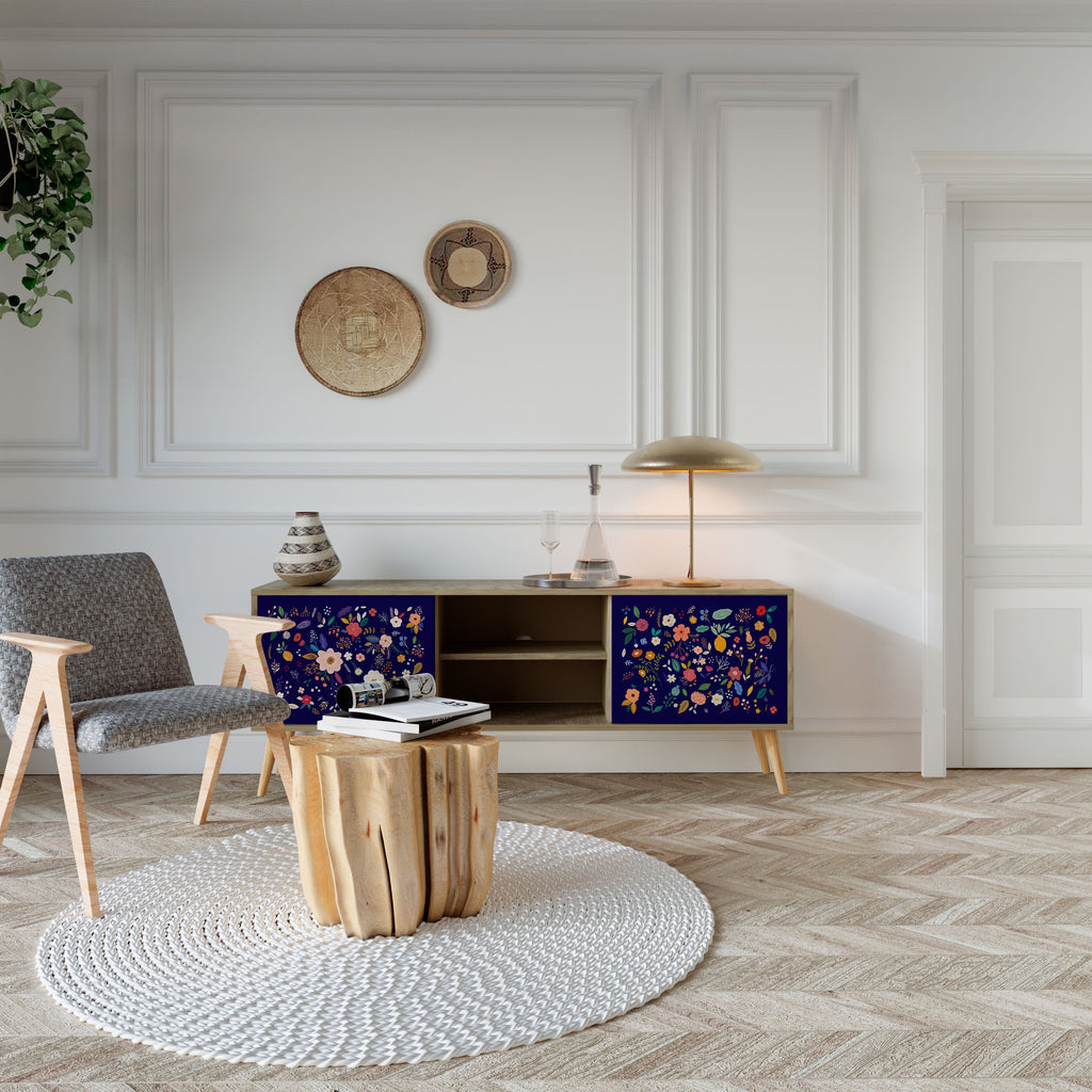 FLORAL COMBINATION Móvel de TV com 2 Portas em Efeito Carvalho