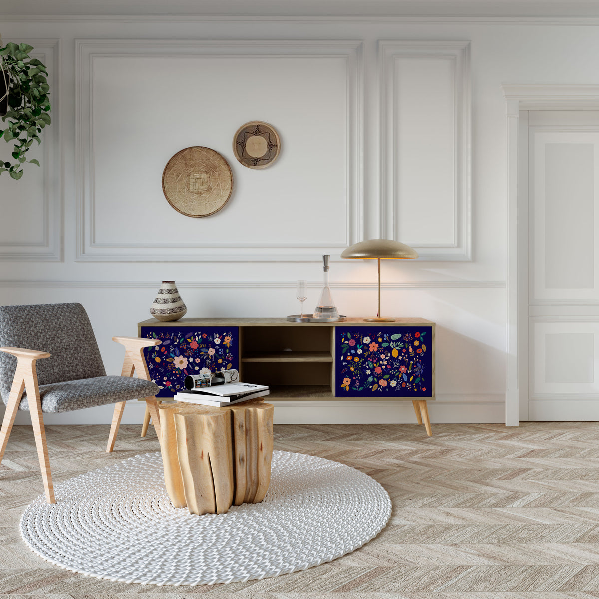 FLORAL COMBINATION Móvel de TV de 2 Portas