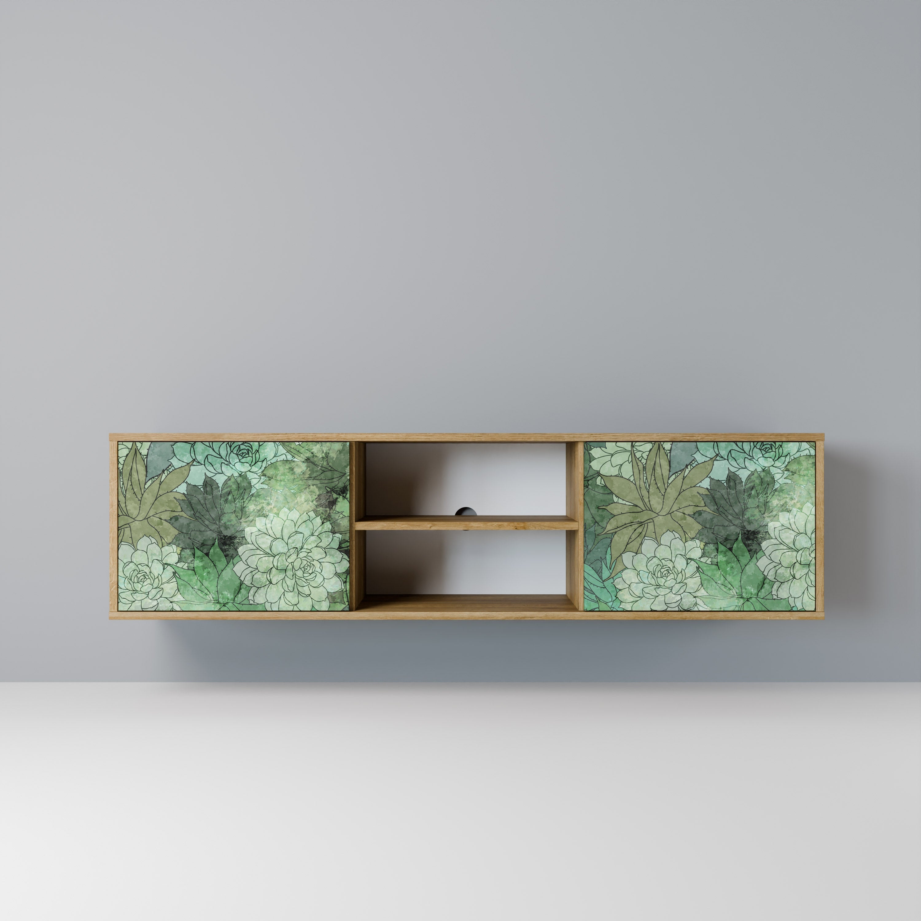 SUCCULENT CLUSTER Móvel de TV com 2 Portas em Efeito Carvalho