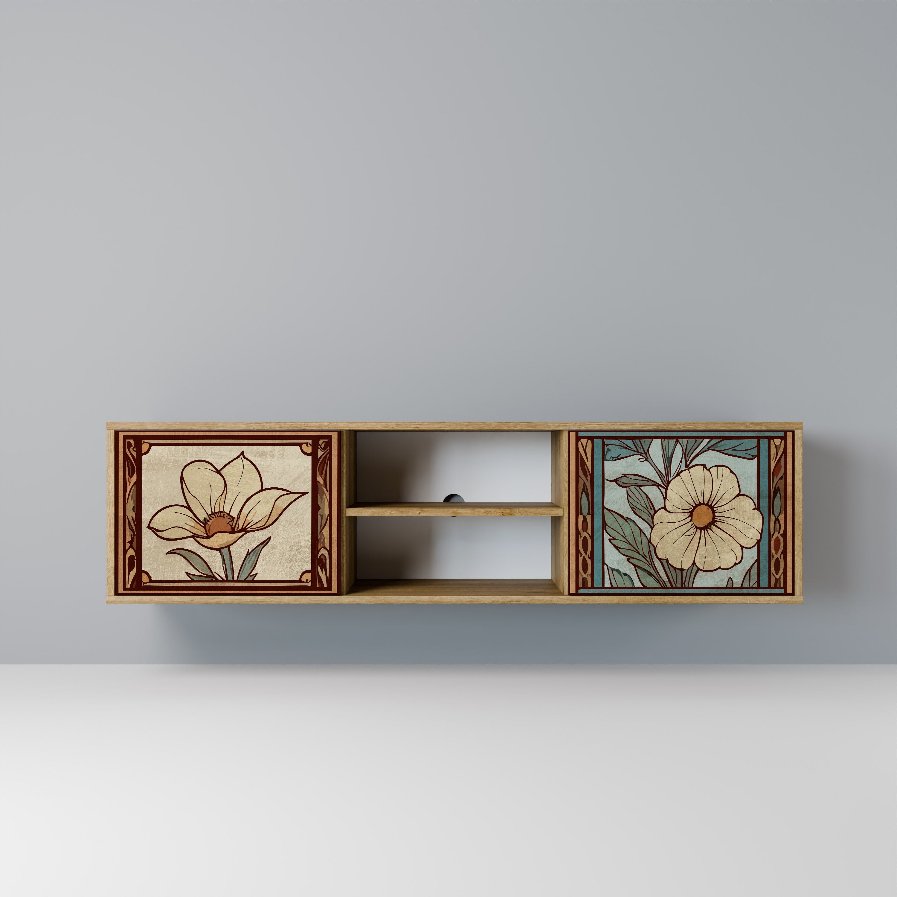 TIMELESS FLORA Móvel de TV com 2 Portas em Efeito Carvalho