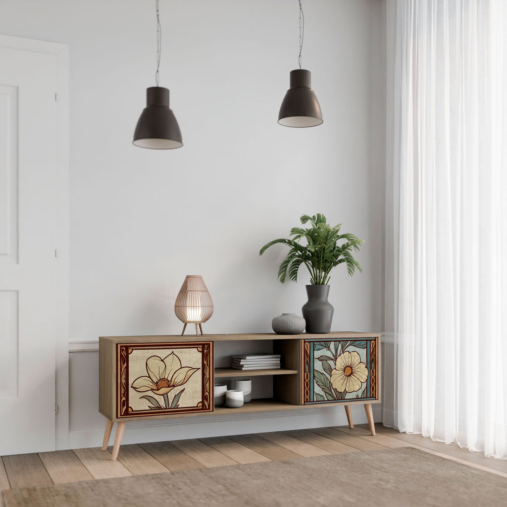 TIMELESS FLORA Móvel de TV com 2 Portas em Efeito Carvalho