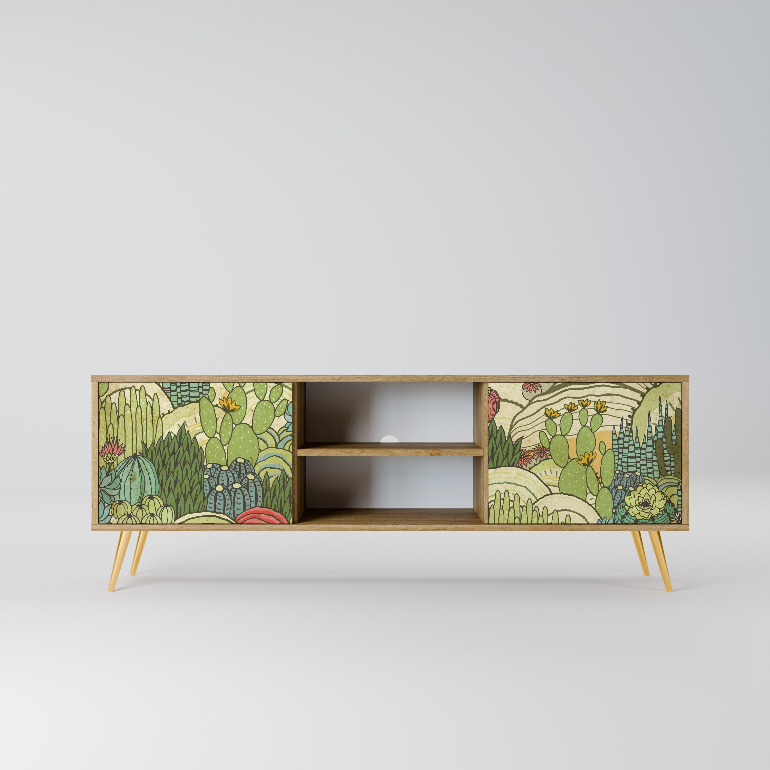 SUCCULENTS KALEIDOSCOPE Móvel de TV com 2 Portas em Efeito Carvalho