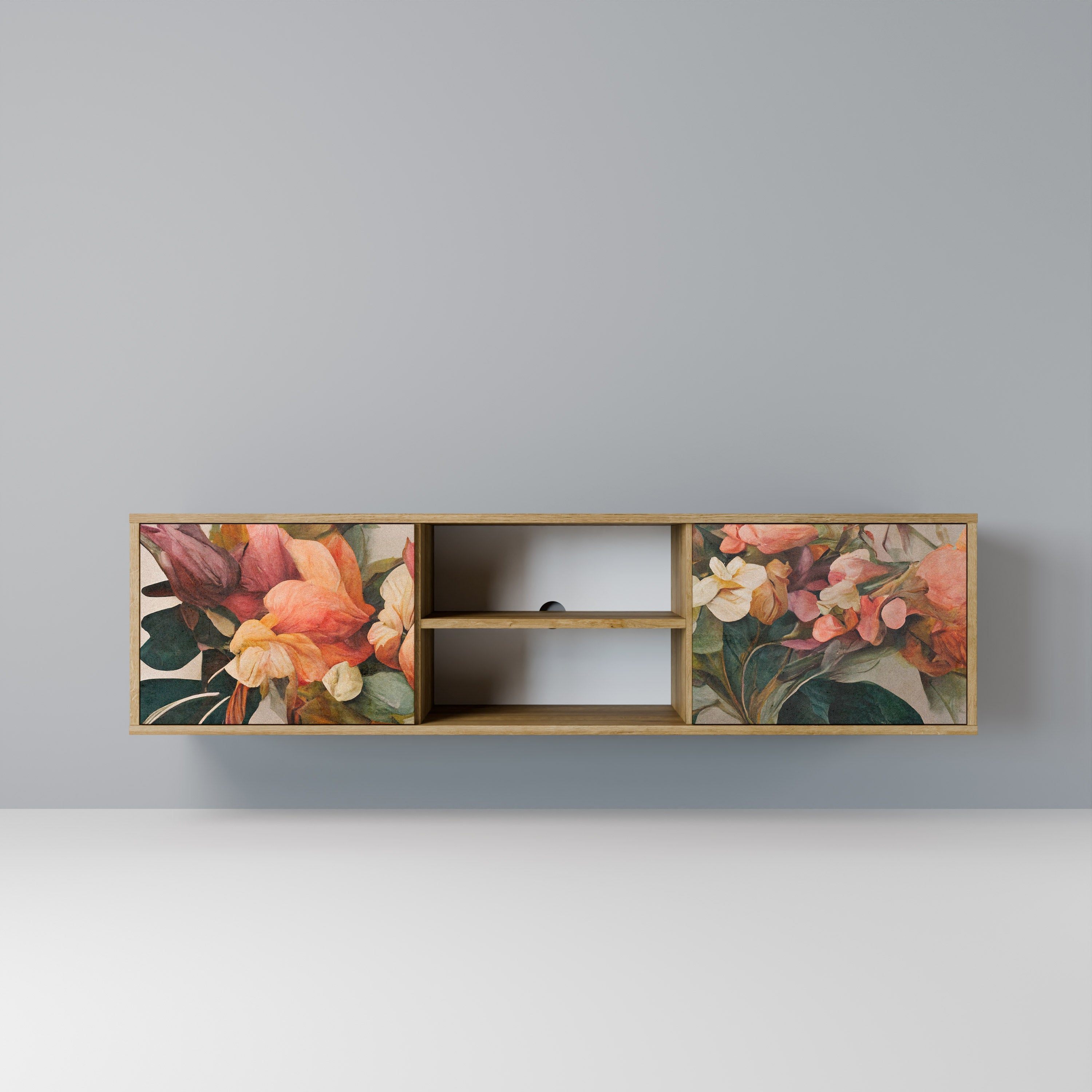 STYLISH BEAUTY Móvel de TV com 2 Portas em Efeito Carvalho