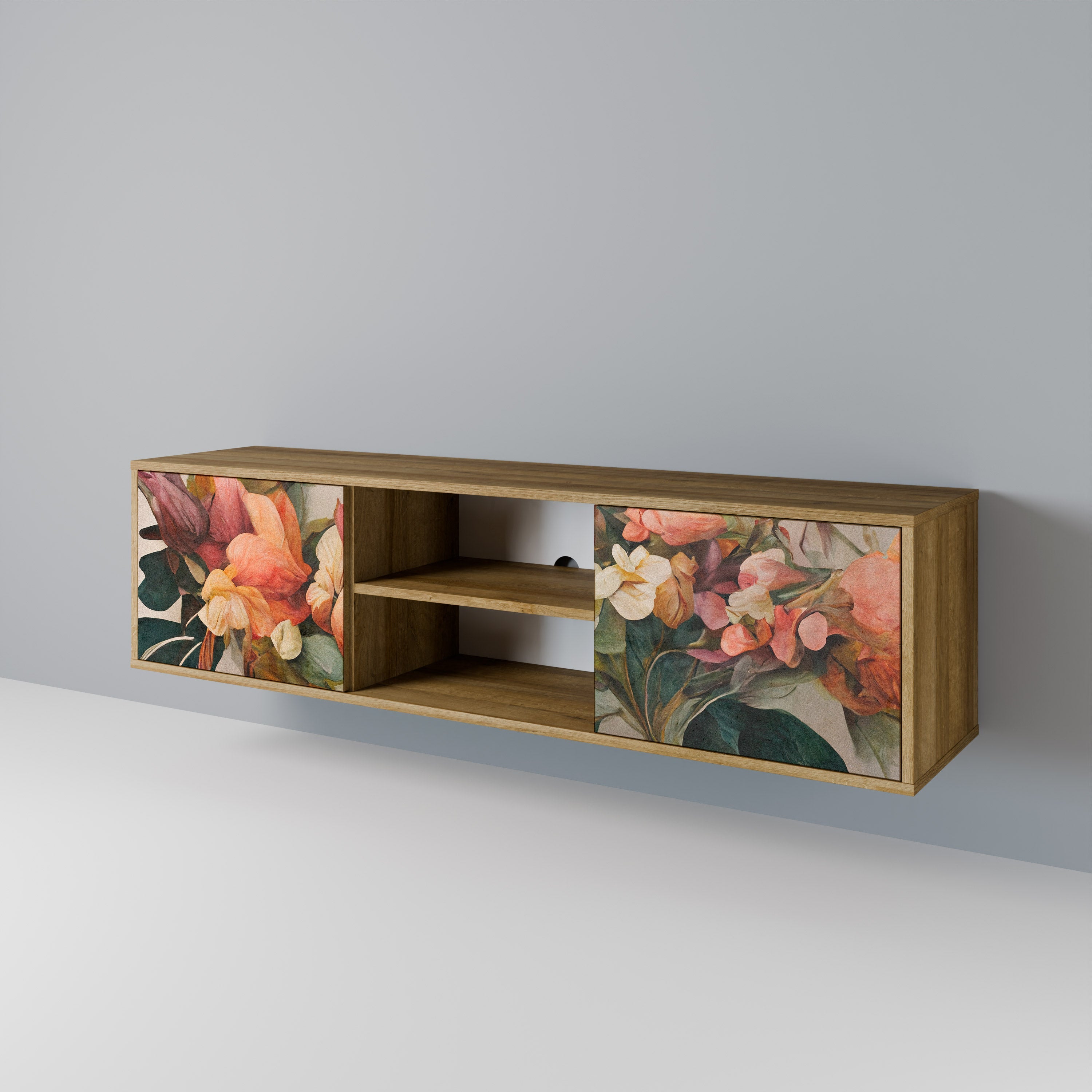 STYLISH BEAUTY 2-Door TV Stand in Oak Effect