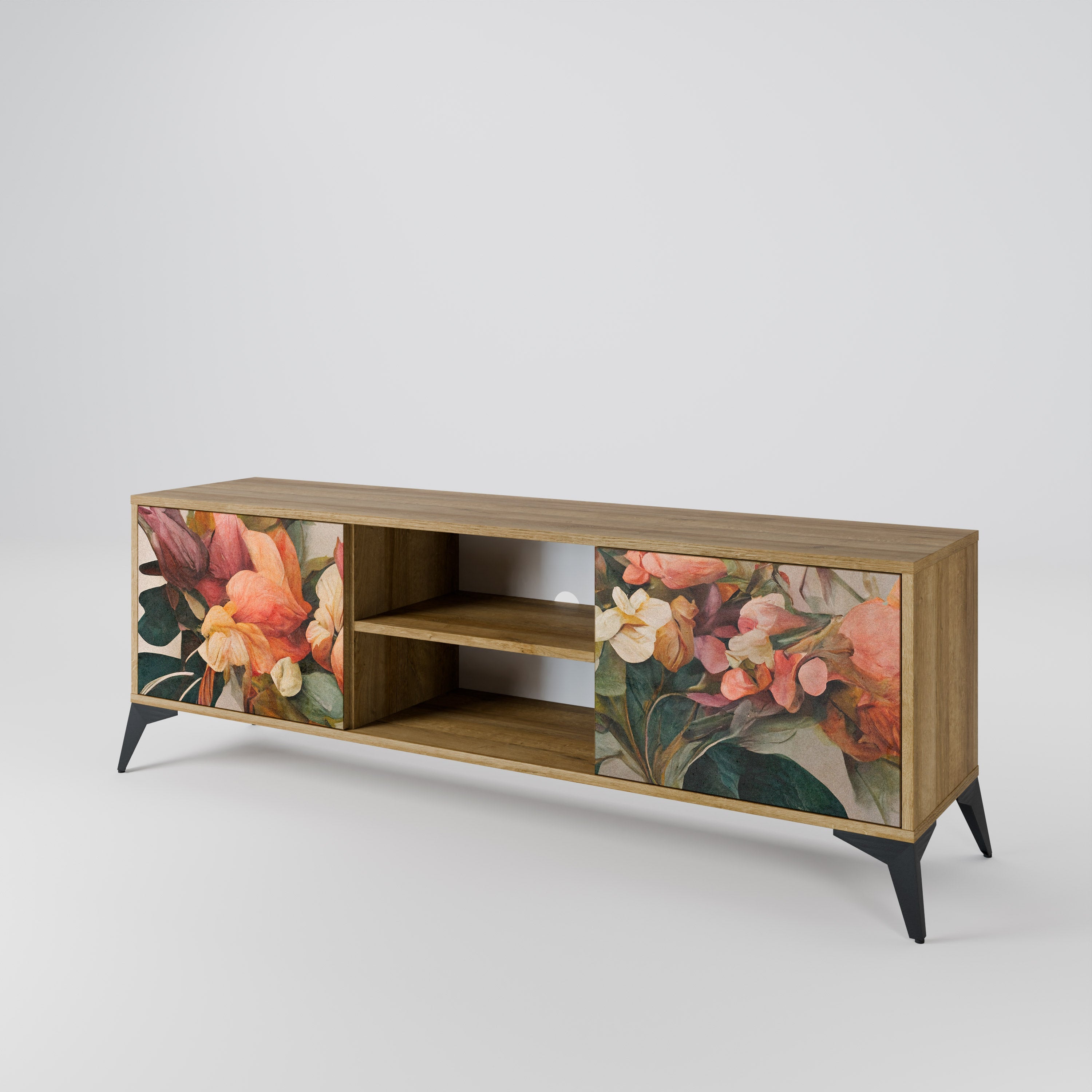 STYLISH BEAUTY 2-Door TV Stand in Oak Effect