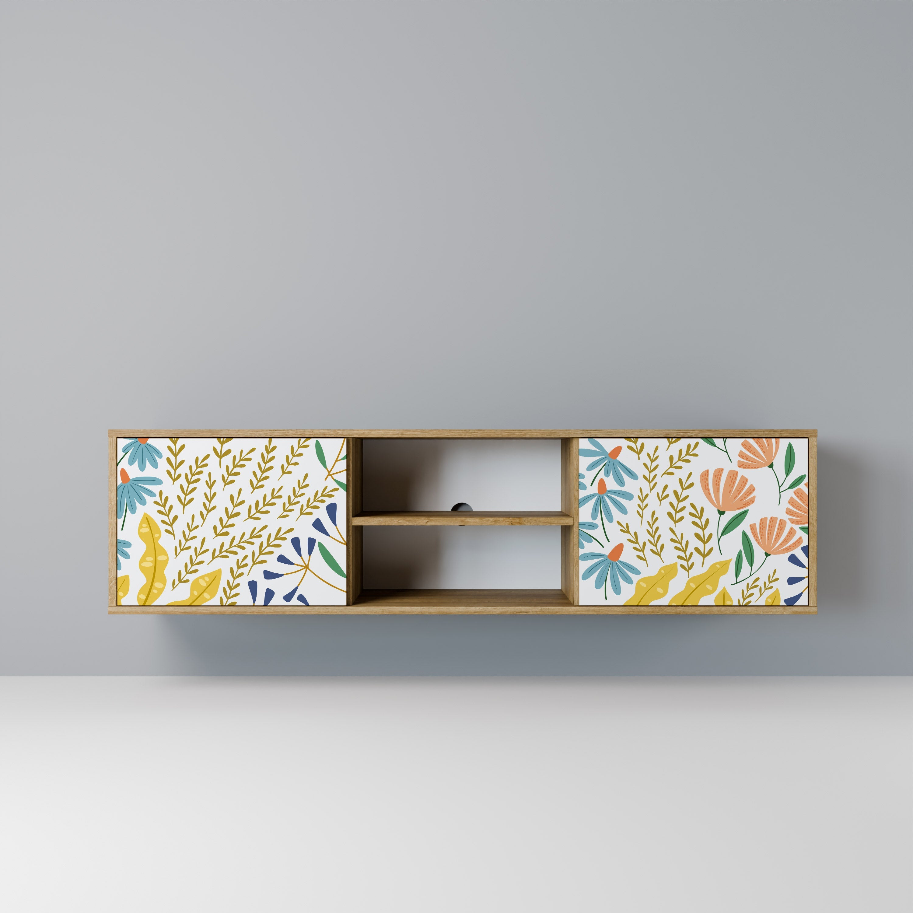 HELLO SPRING Móvel de TV com 2 Portas em Efeito Carvalho