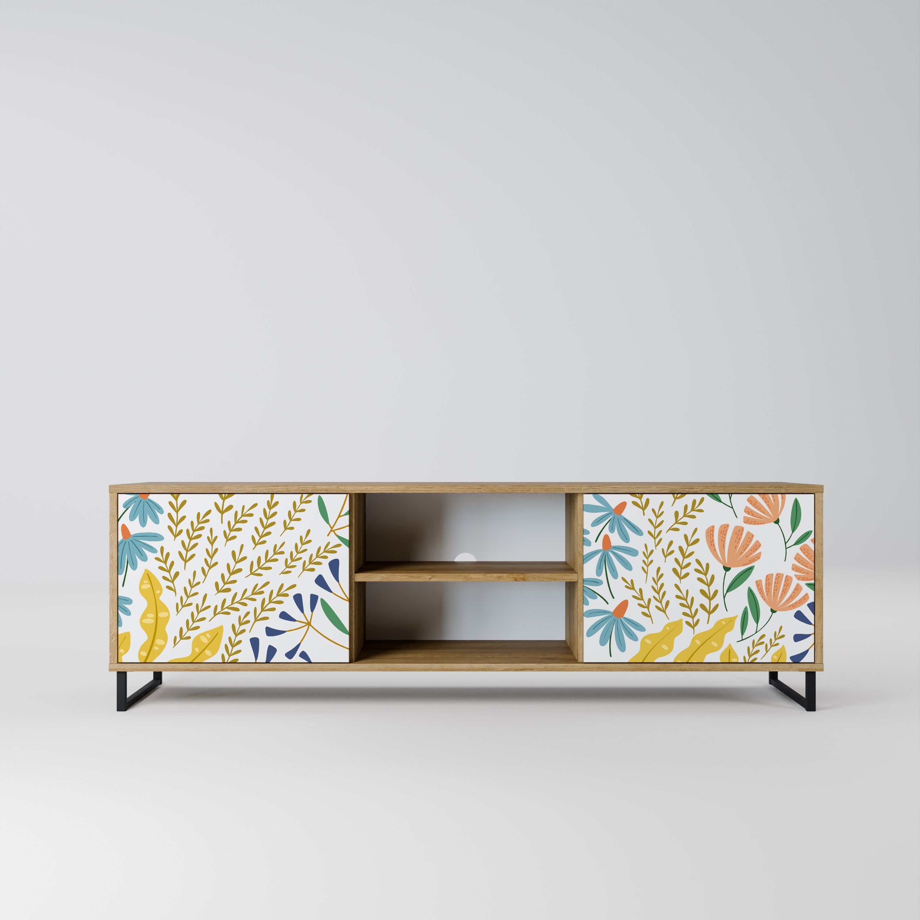 HELLO SPRING Móvel de TV com 2 Portas em Efeito Carvalho