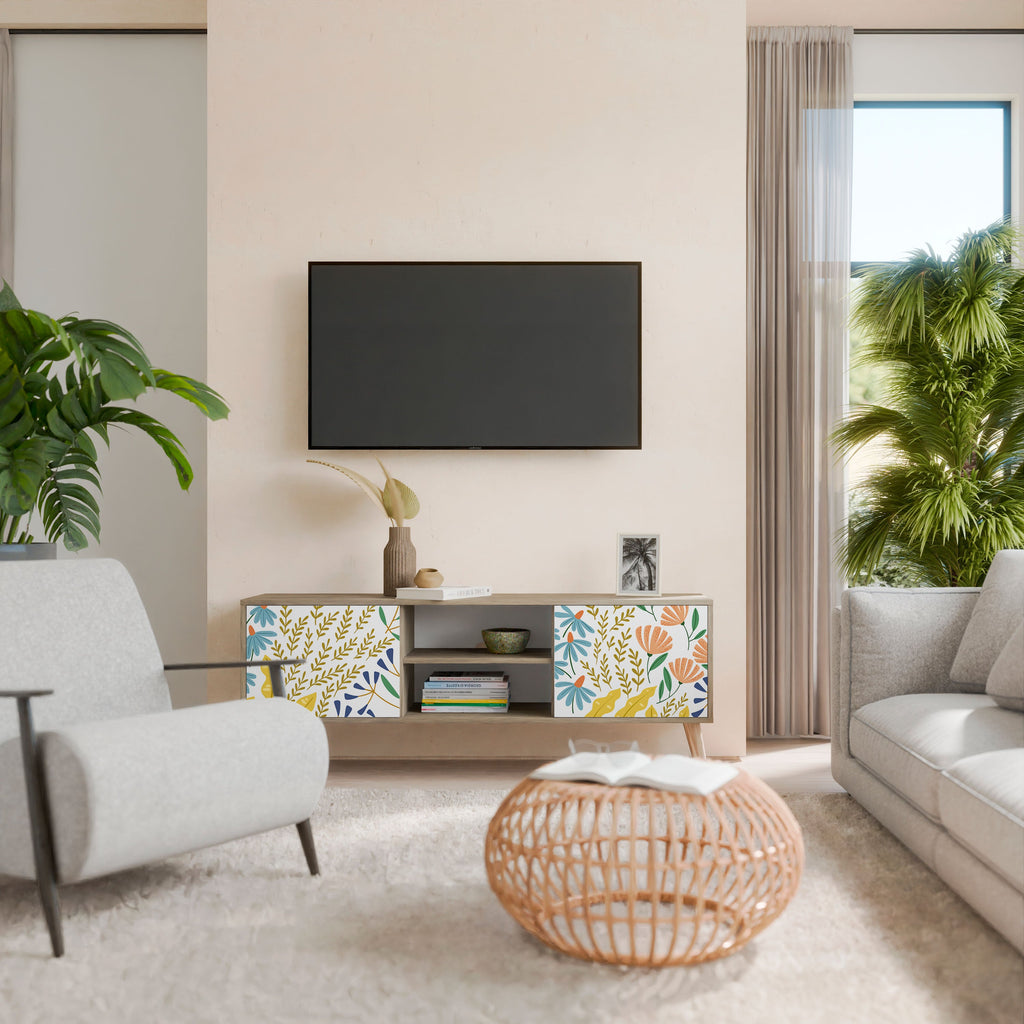 HELLO SPRING Móvel de TV com 2 Portas em Efeito Carvalho