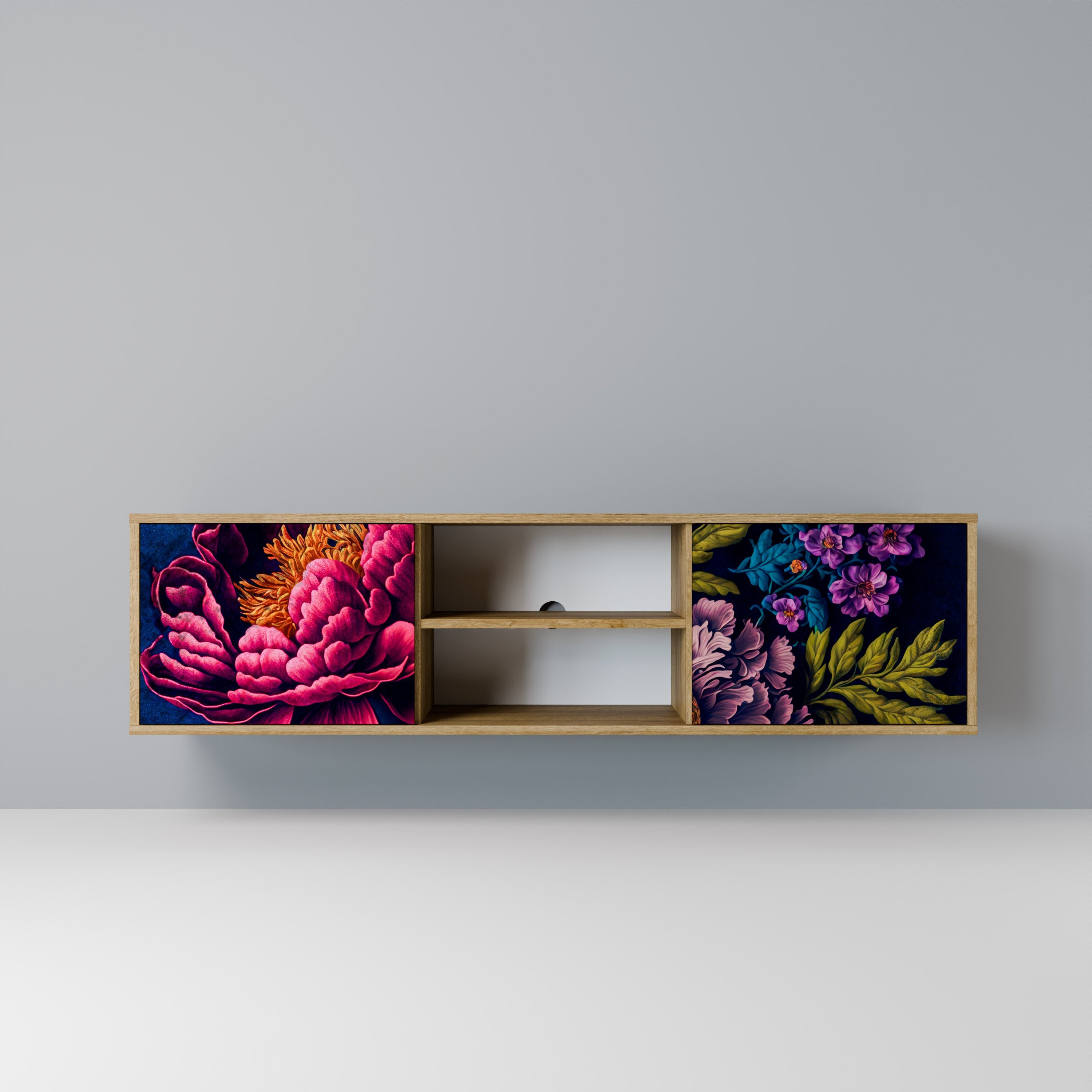 BLOOMING ELEGANCE Móvel de TV com 2 Portas em Efeito Carvalho