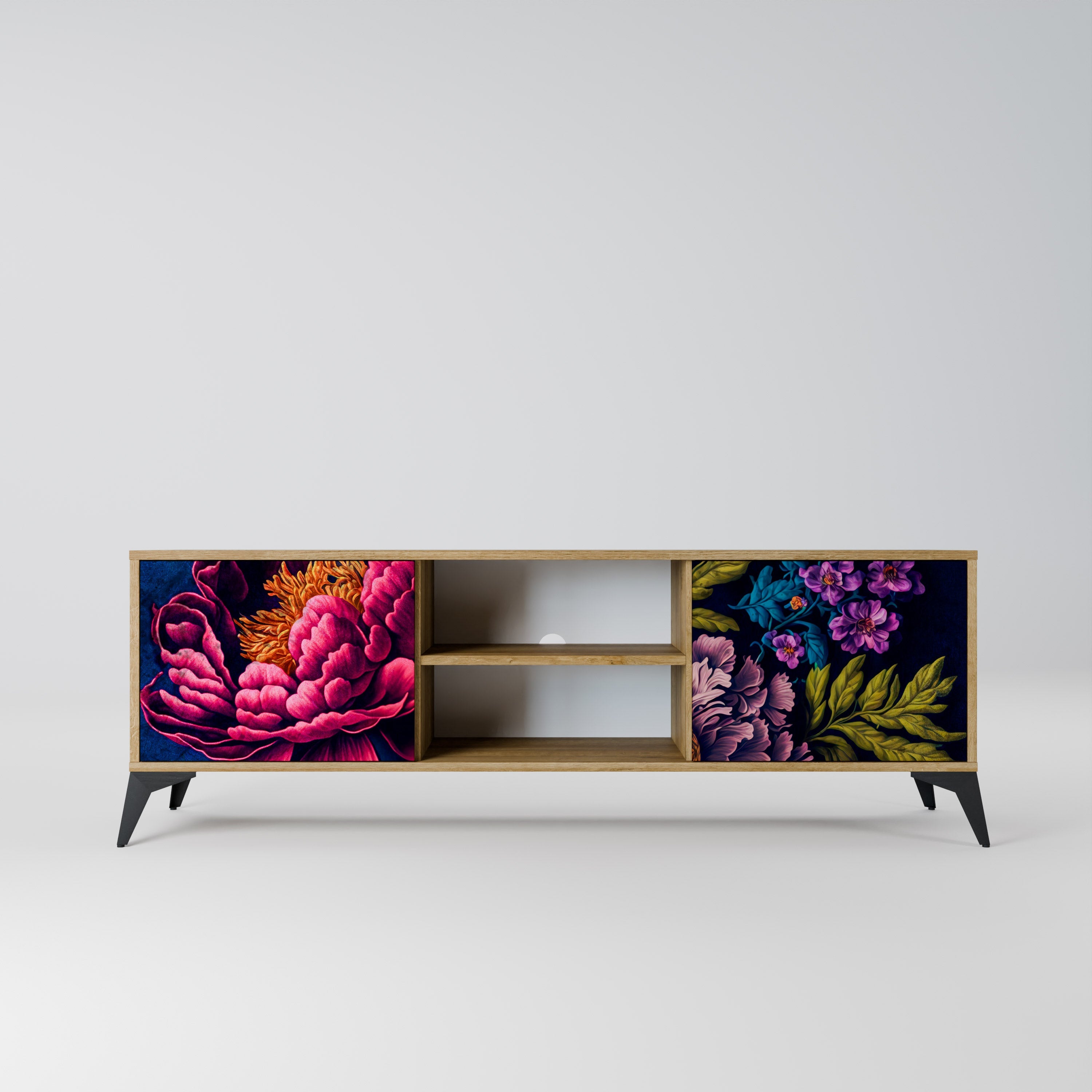 BLOOMING ELEGANCE Móvel de TV com 2 Portas em Efeito Carvalho