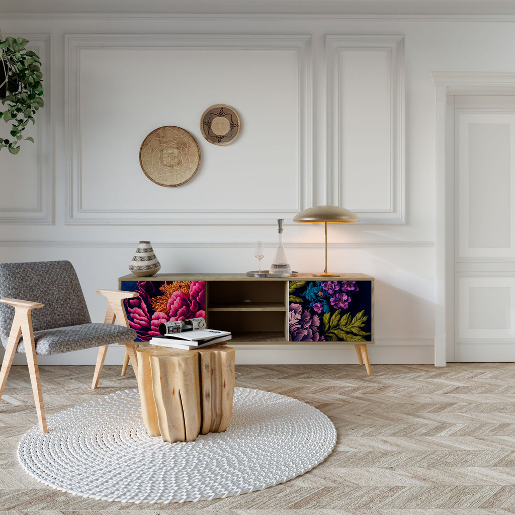 BLOOMING ELEGANCE Móvel de TV com 2 Portas em Efeito Carvalho