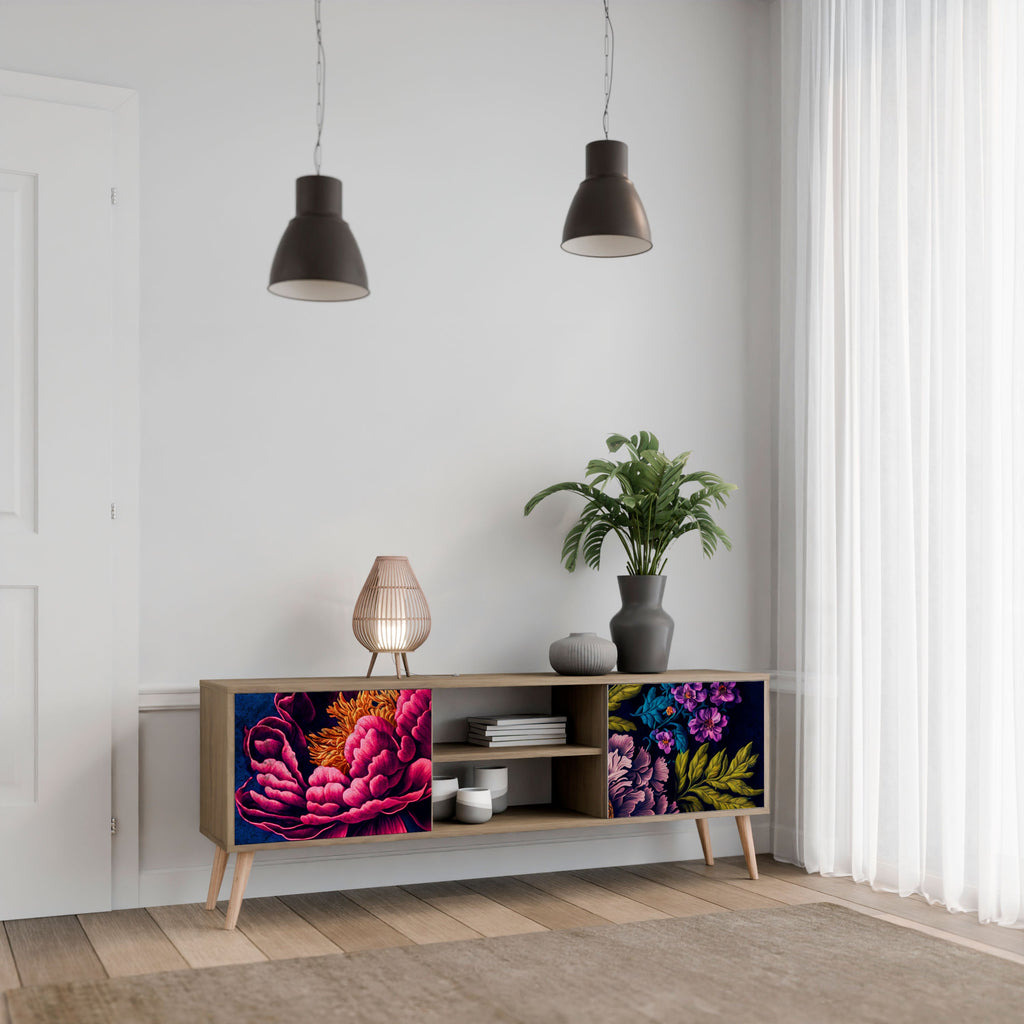 BLOOMING ELEGANCE Móvel de TV com 2 Portas em Efeito Carvalho