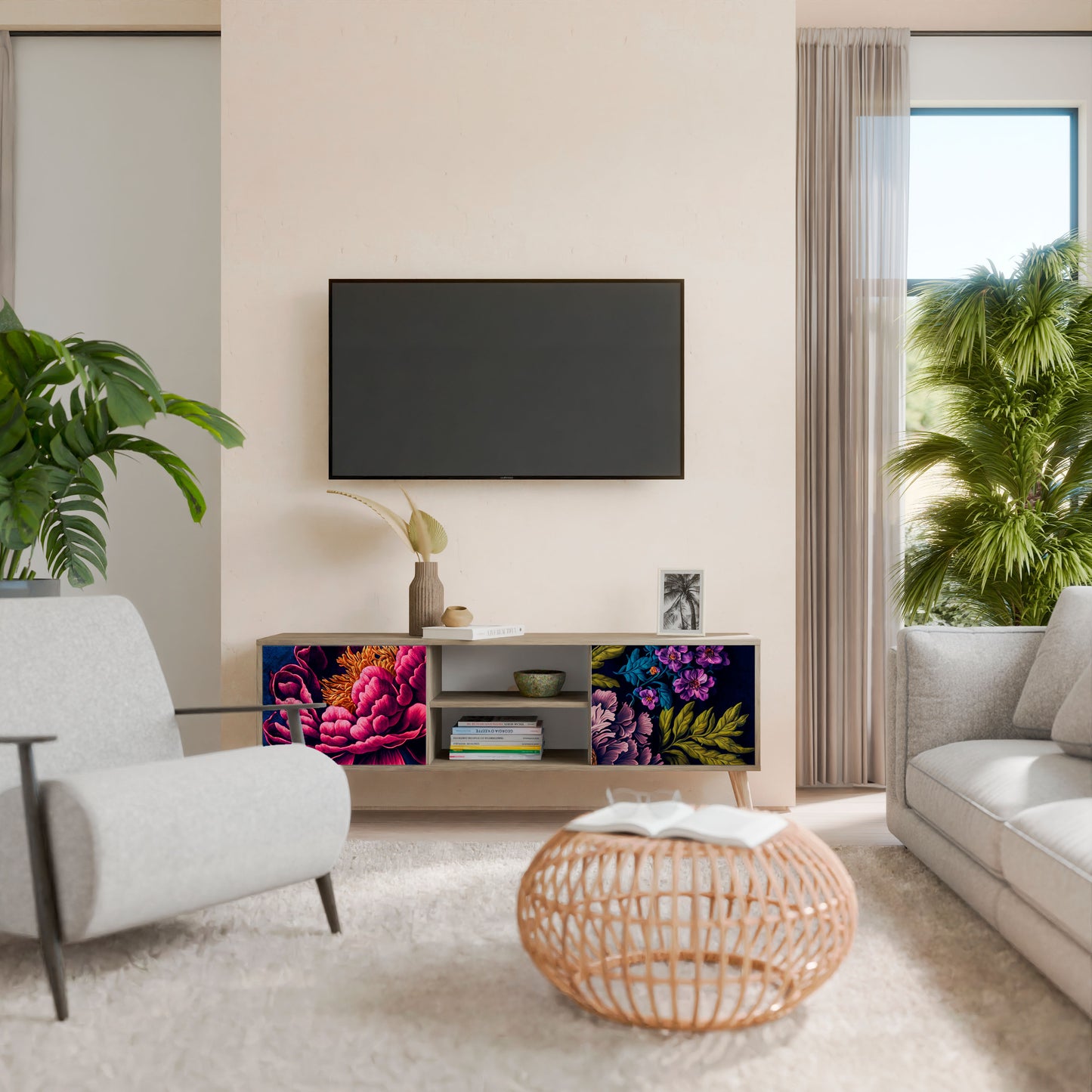 BLOOMING ELEGANCE Móvel de TV de 2 Portas