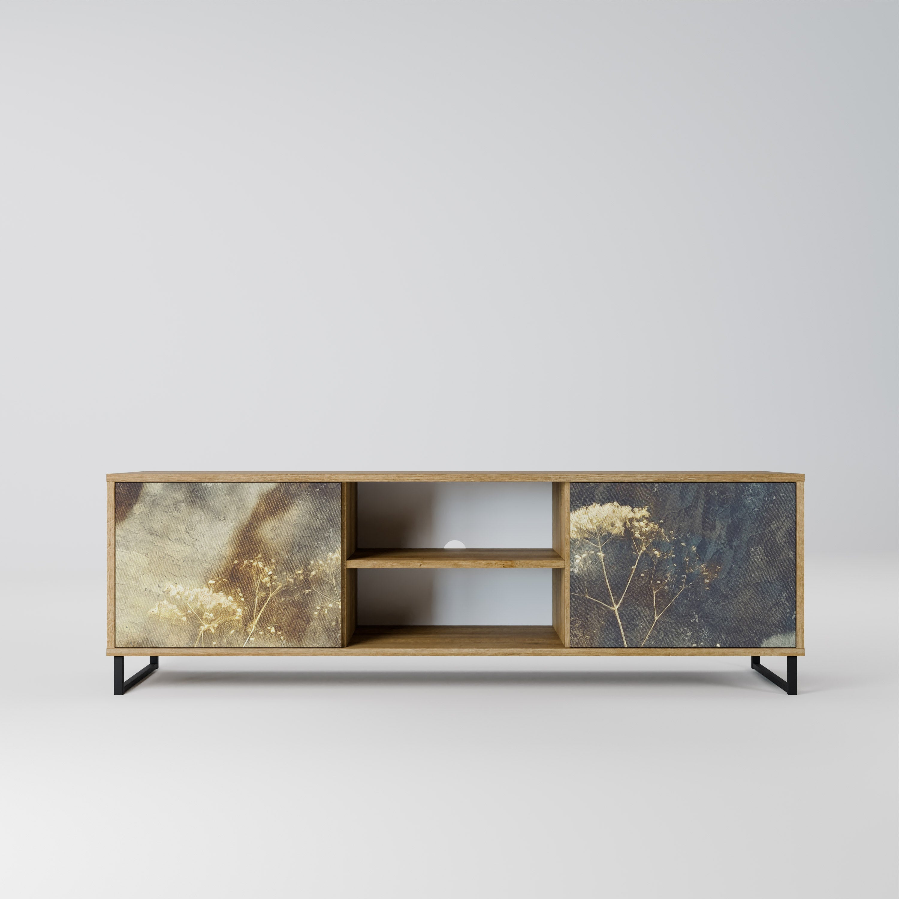 GENTLE POWER Móvel de TV com 2 Portas em Efeito Carvalho