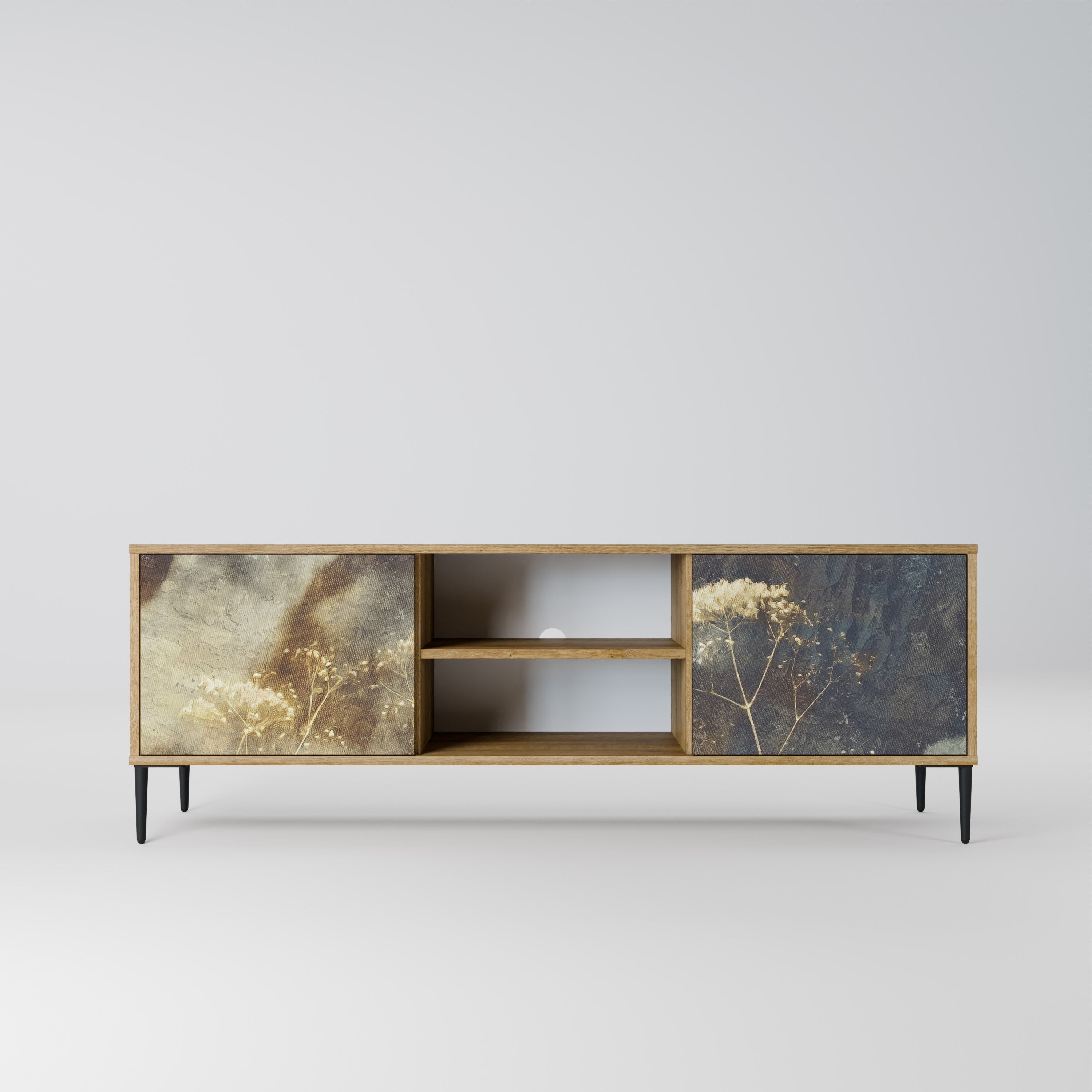 GENTLE POWER Móvel de TV com 2 Portas em Efeito Carvalho