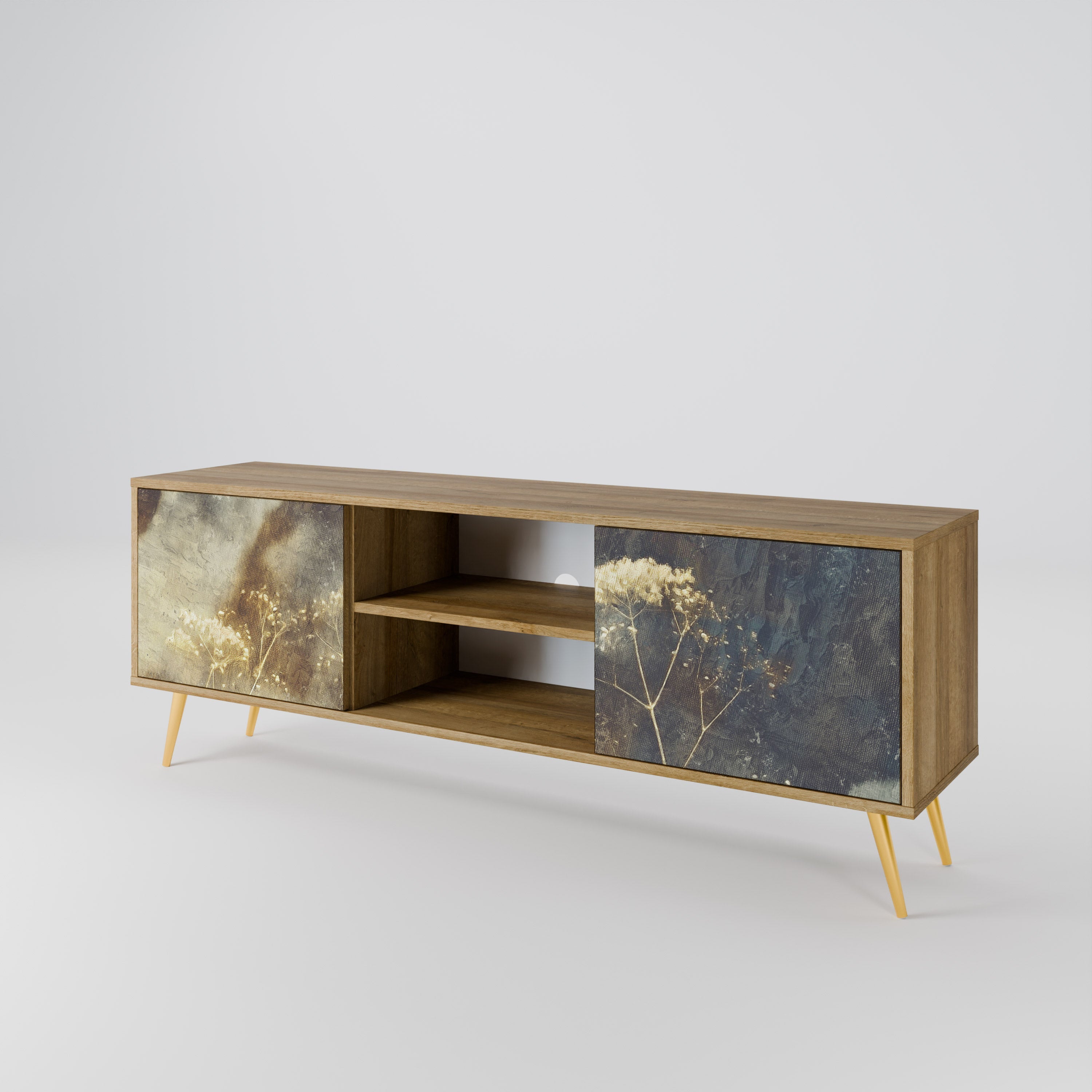 GENTLE POWER Móvel de TV com 2 Portas em Efeito Carvalho