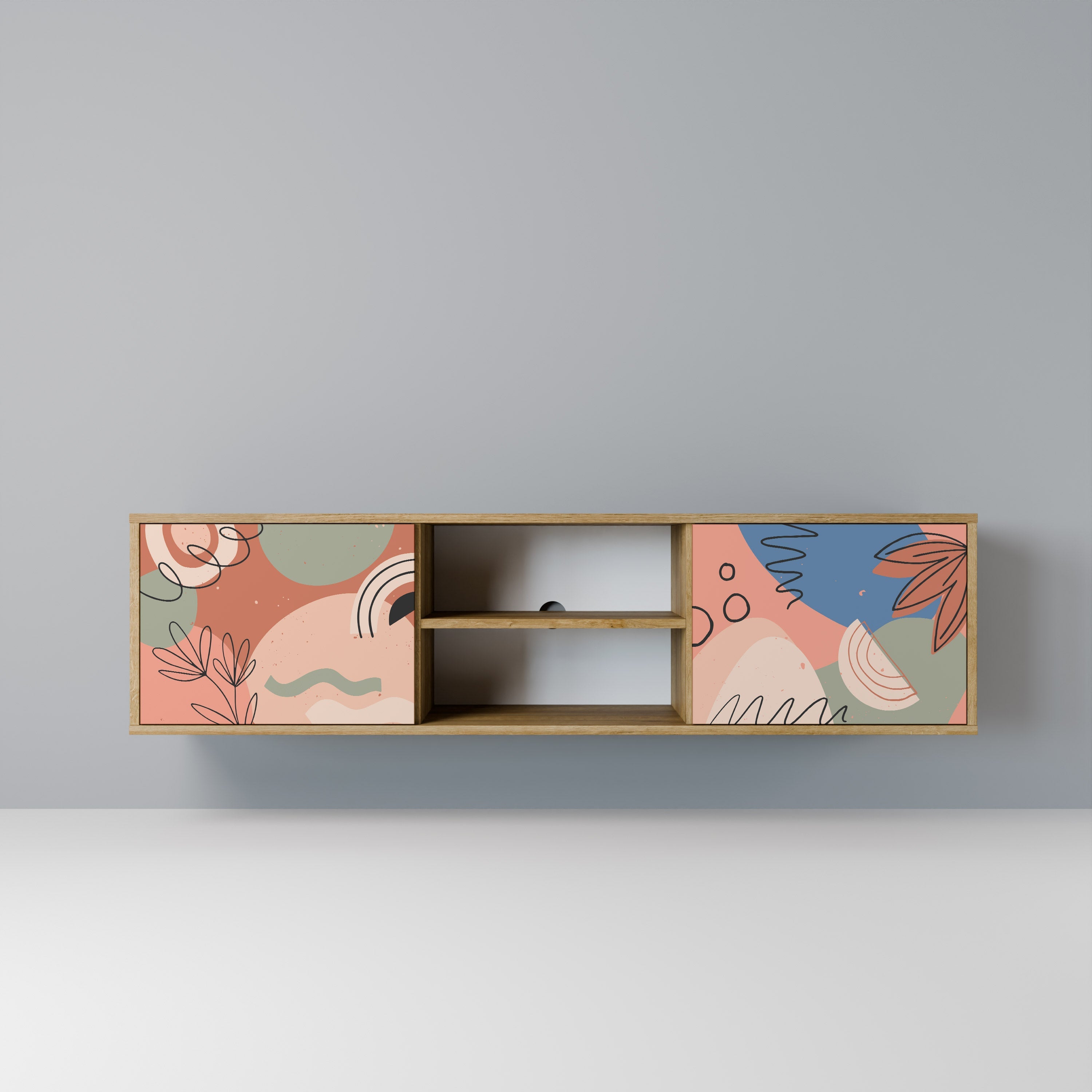 PASTEL DESTINY Móvel de TV com 2 Portas em Efeito Carvalho