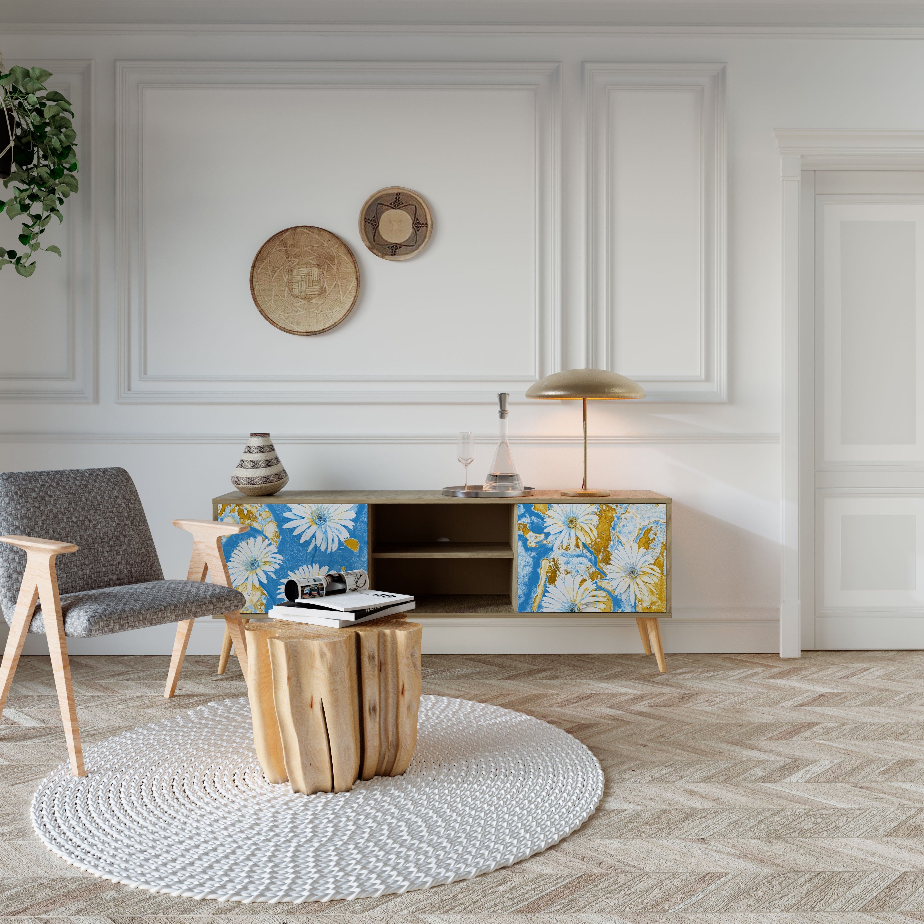 DAISY LUXE Móvel de TV com 2 Portas em Efeito Carvalho