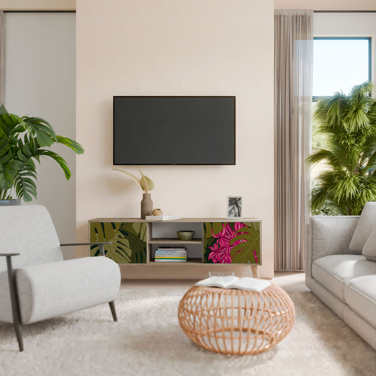 TROPICAL BEAUTY Móvel de TV de 2 Portas