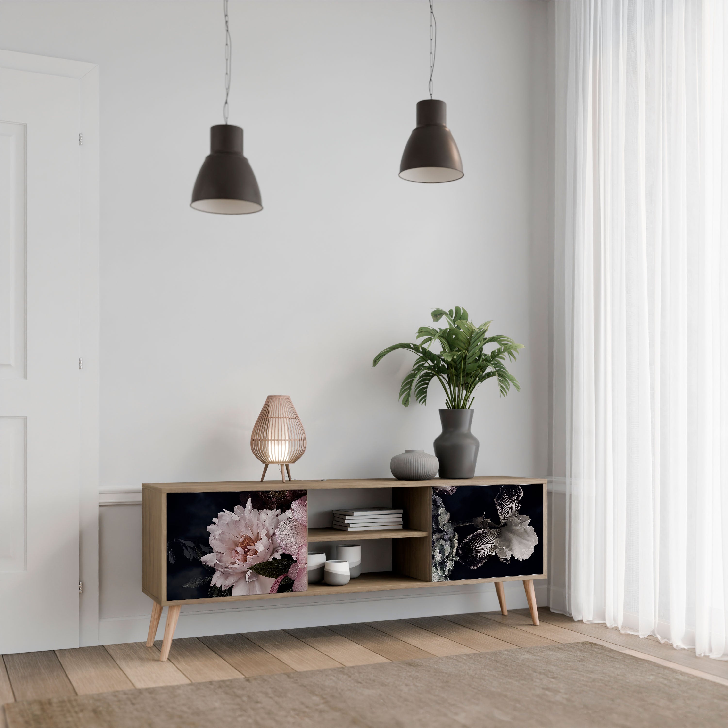 PURE BLOSSOM Móvel de TV com 2 Portas em Efeito Carvalho