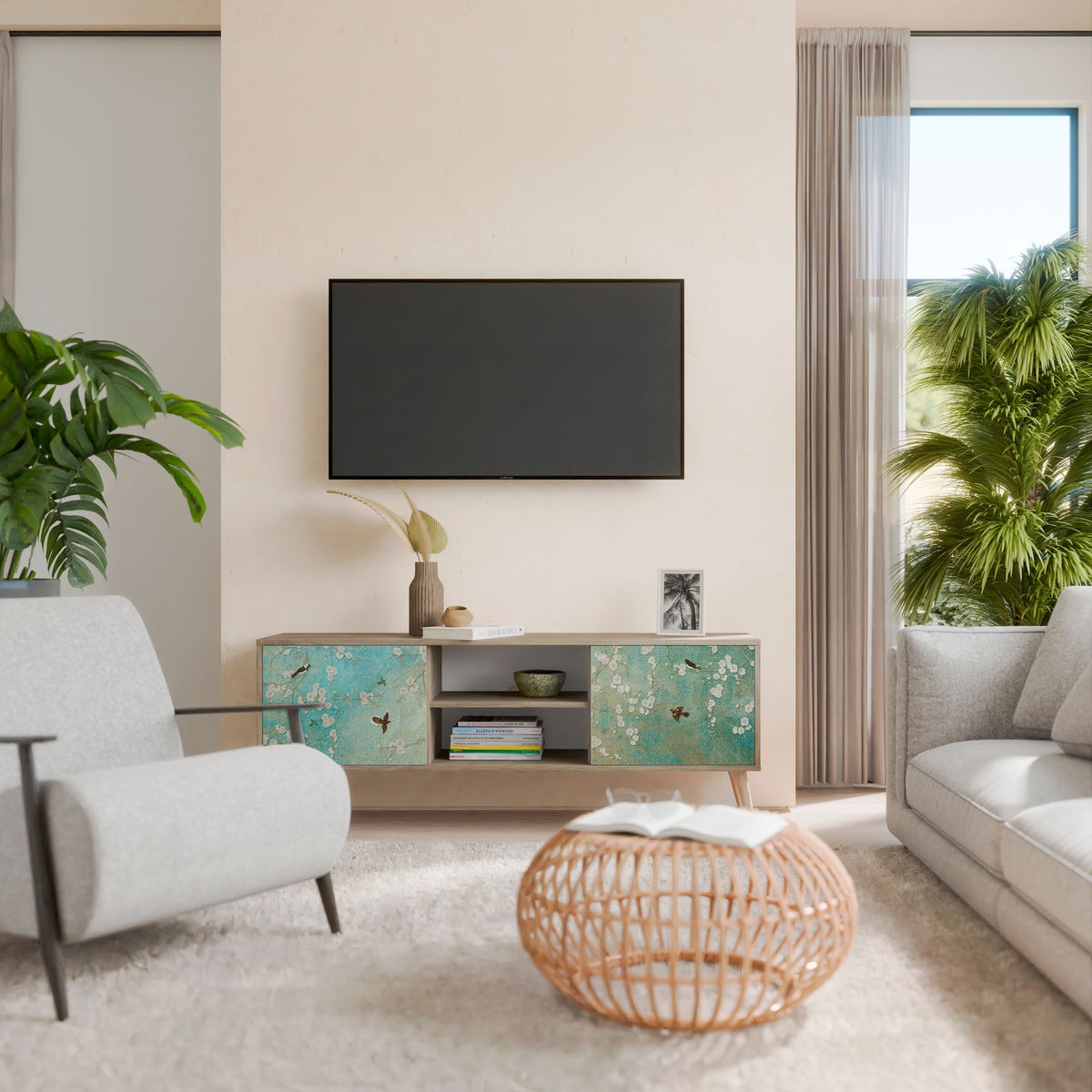 BLOOMING CHARM 2-Door TV Cabinet