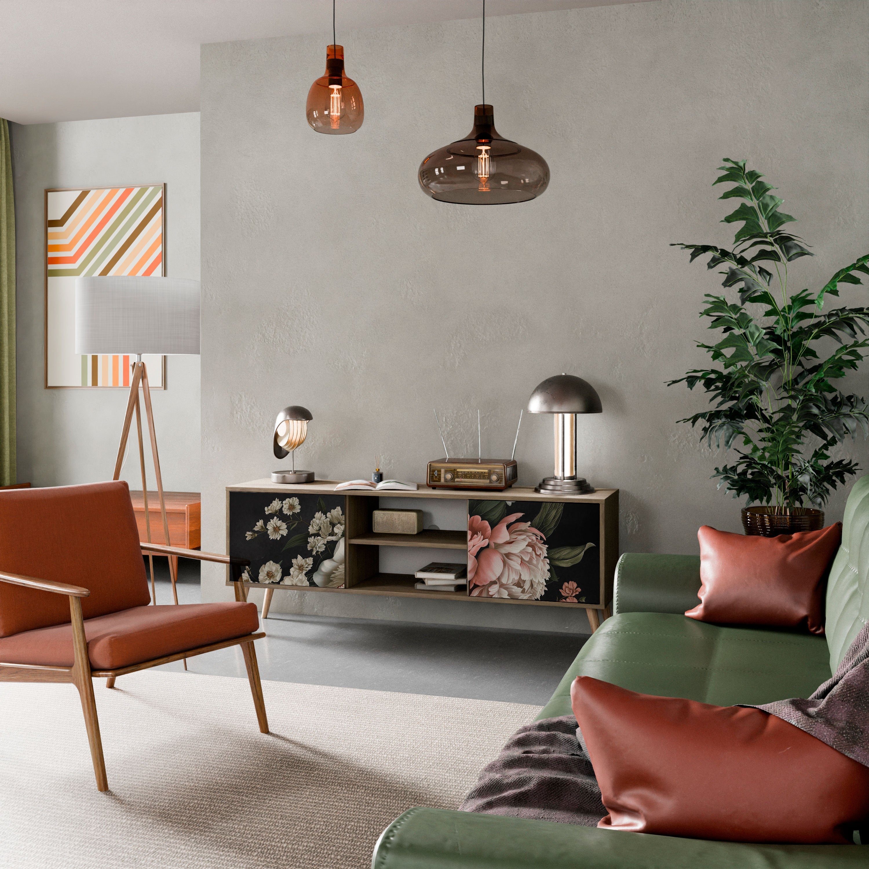 LUSH ELEGANCE Móvel de TV com 2 Portas em Efeito Carvalho