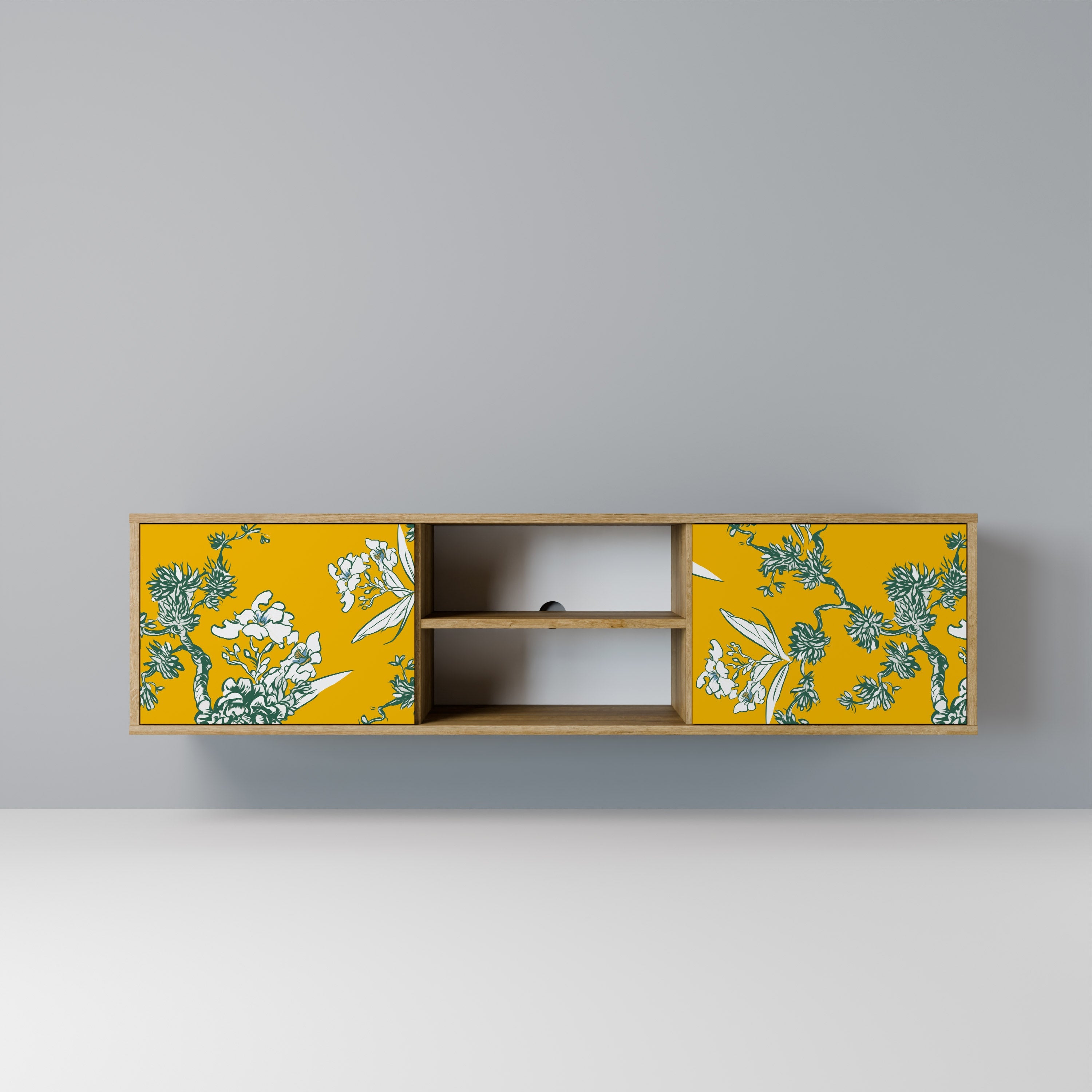 YELLOW CHINOISERIE Móvel de TV com 2 Portas em Efeito Carvalho