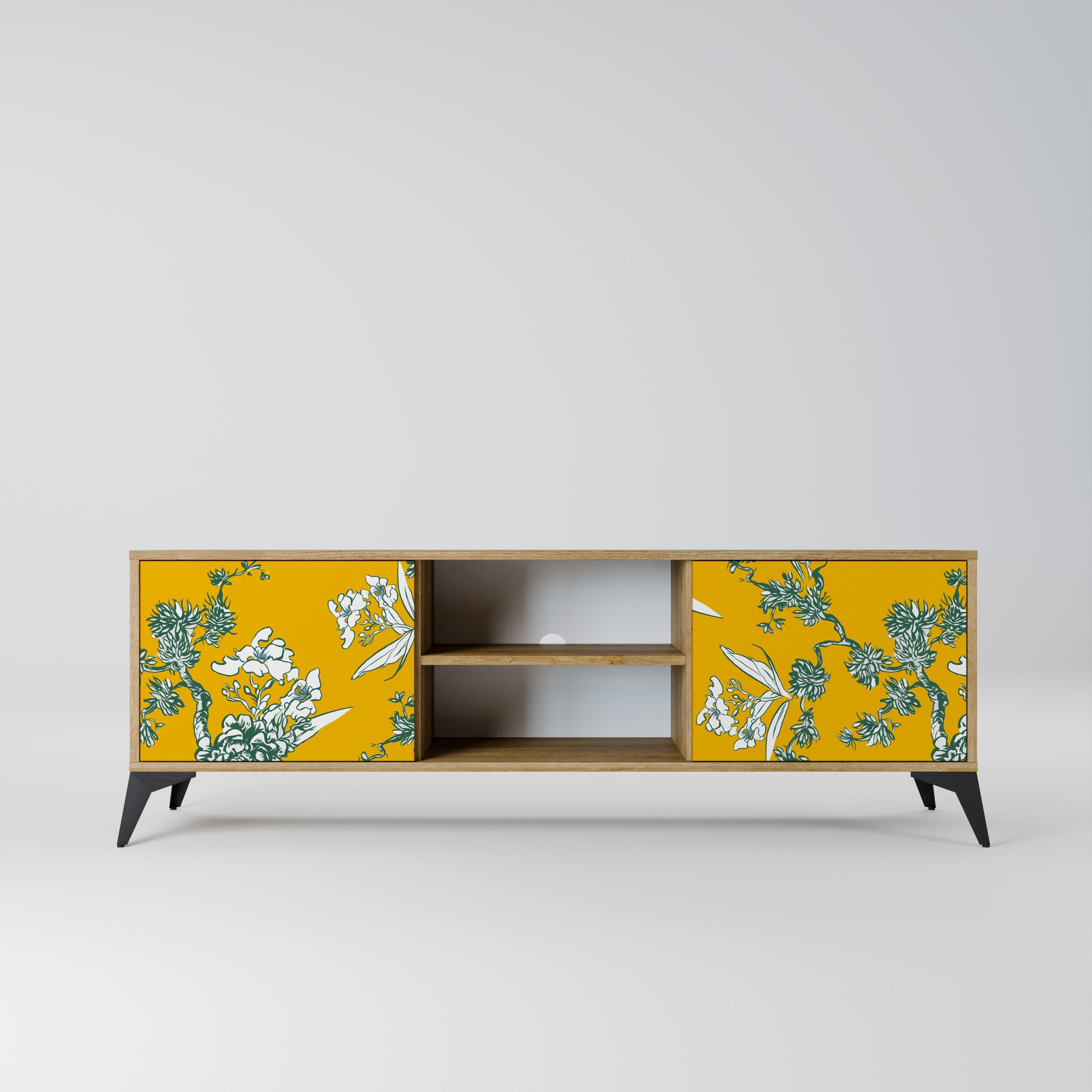 YELLOW CHINOISERIE Móvel de TV com 2 Portas em Efeito Carvalho