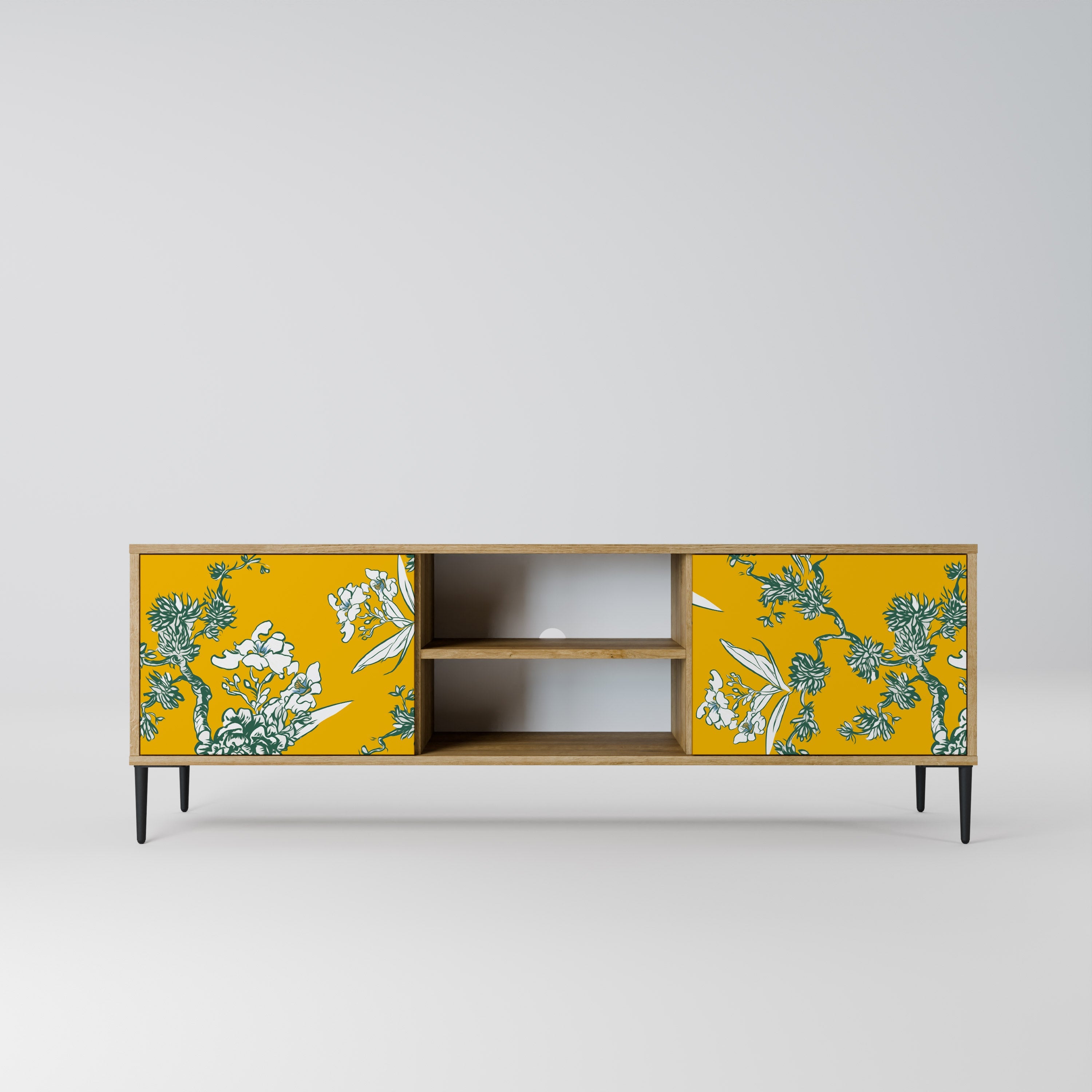 YELLOW CHINOISERIE Móvel de TV com 2 Portas em Efeito Carvalho