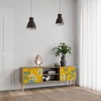 YELLOW CHINOISERIE 2-Door TV Stand in Oak Effect