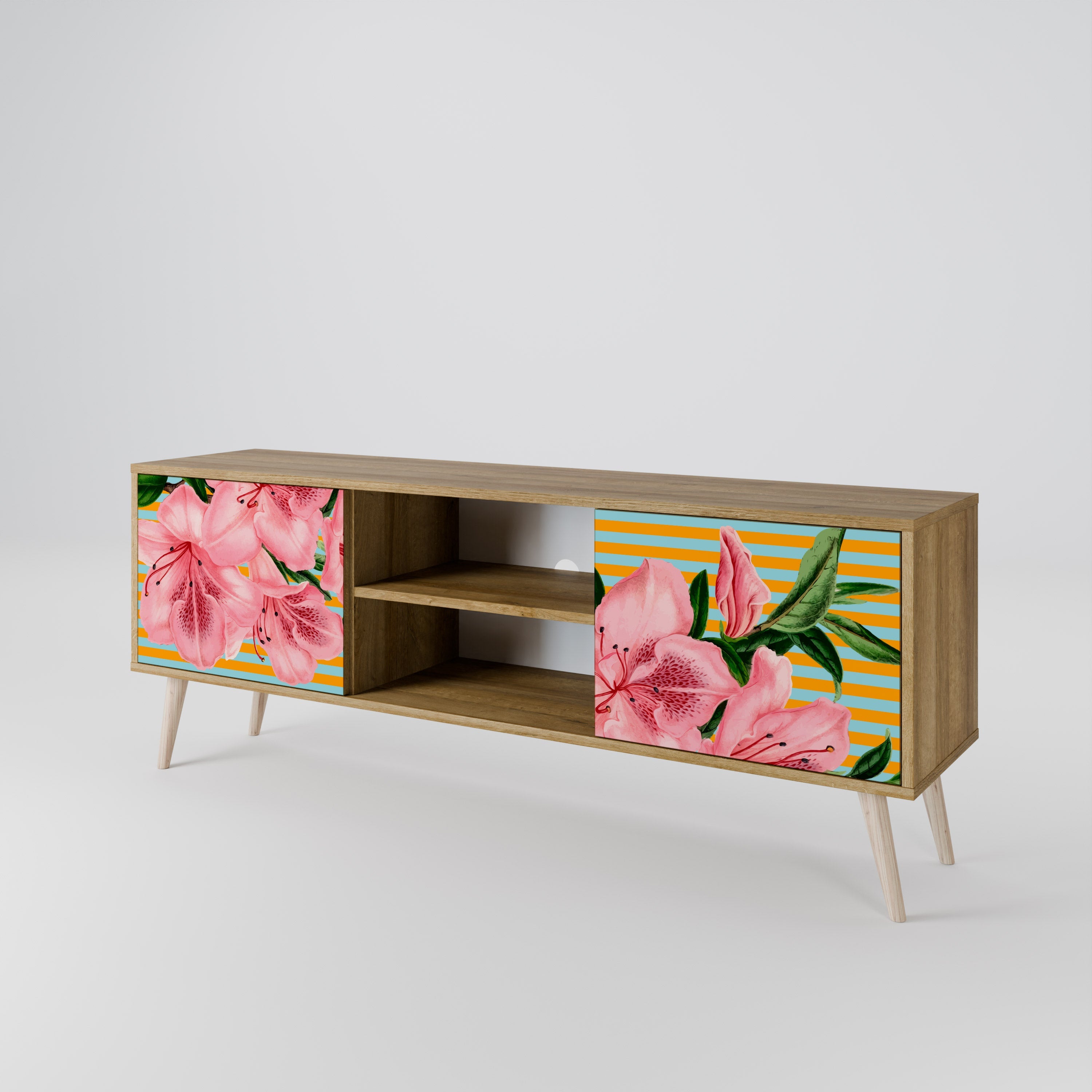 FRAGILE BEAUTY Móvel de TV com 2 Portas em Efeito Carvalho