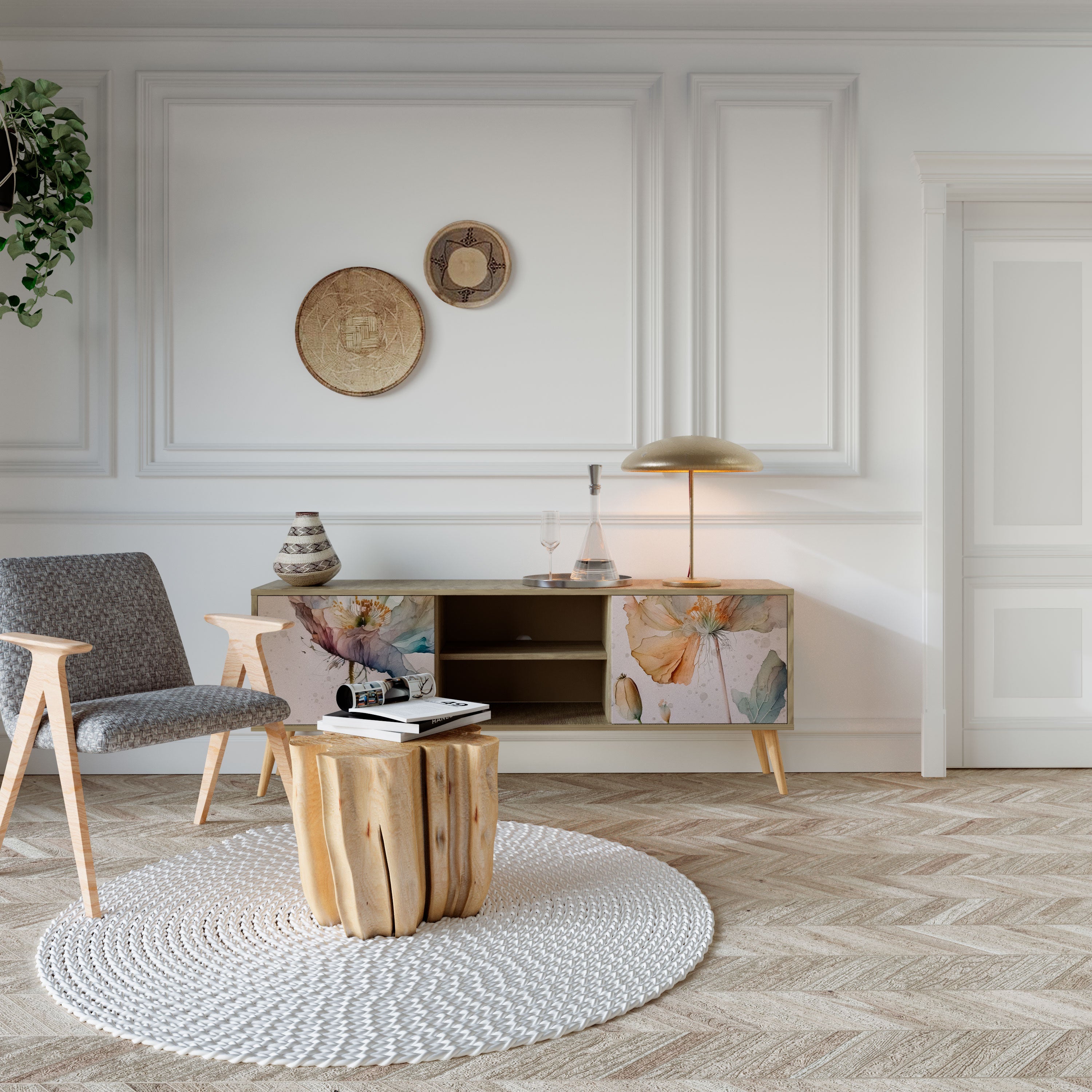 SOFTEN POPPY Móvel de TV com 2 Portas em Efeito Carvalho