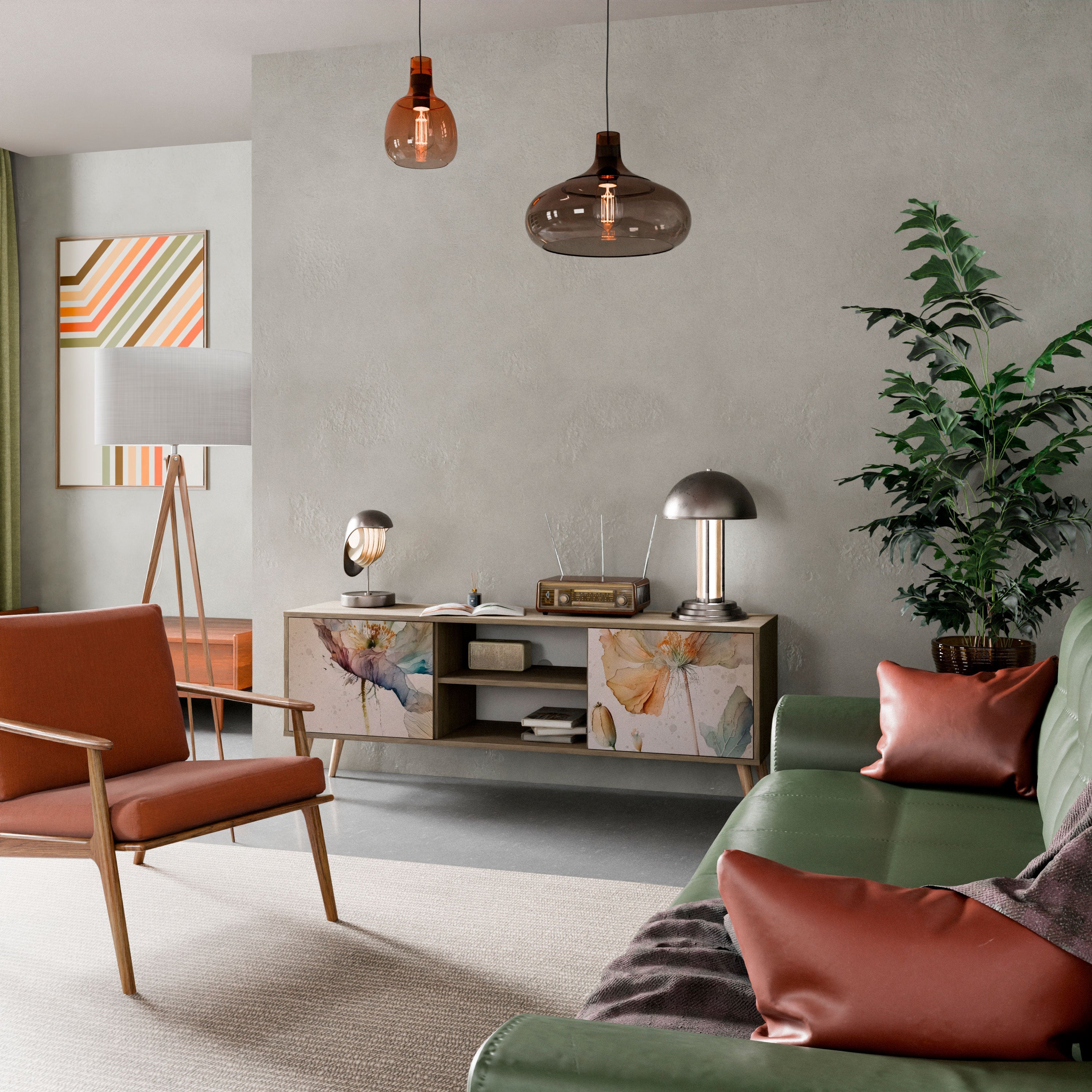 SOFTEN POPPY Móvel de TV com 2 Portas em Efeito Carvalho