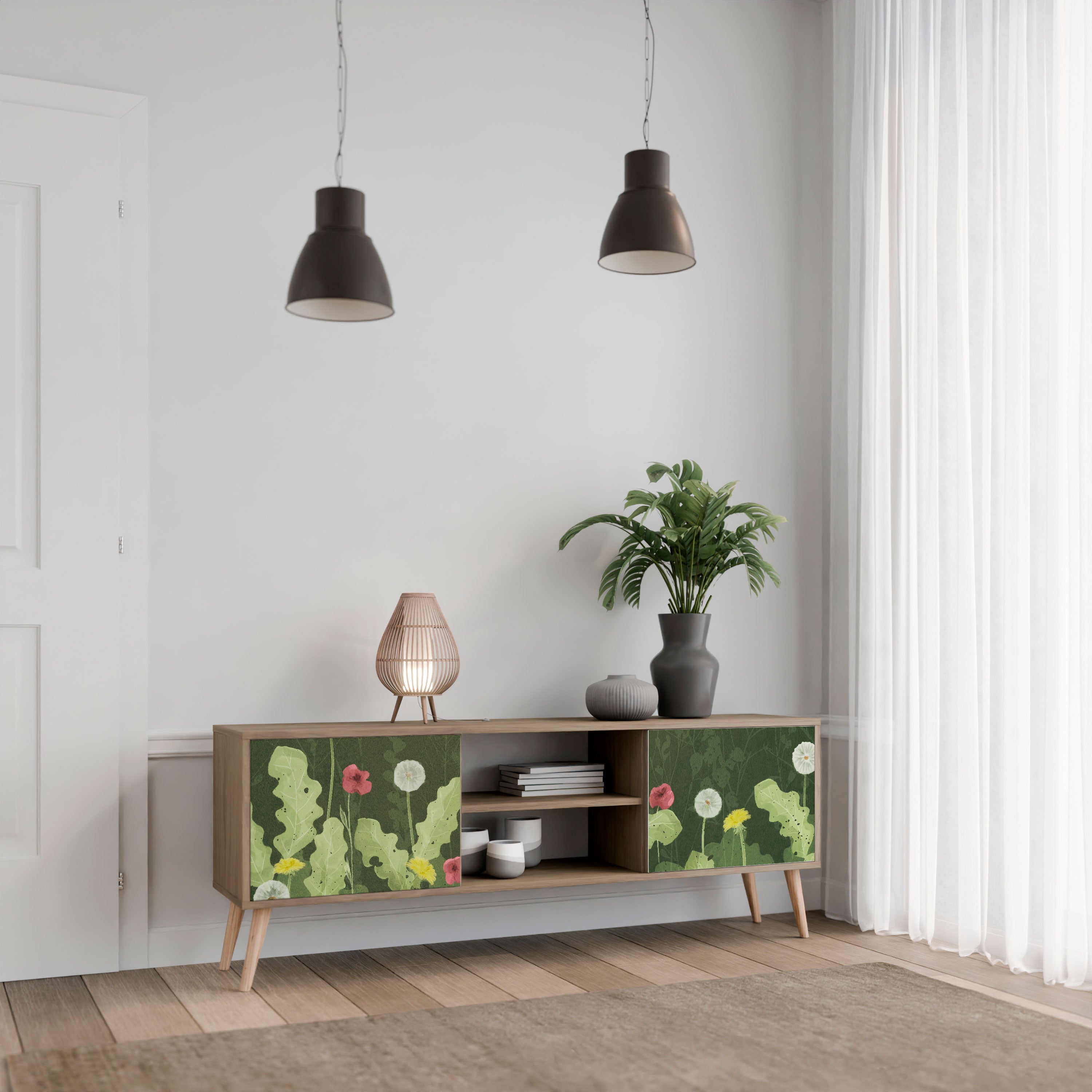 DANDELION AMUSE Móvel de TV com 2 Portas em Efeito Carvalho