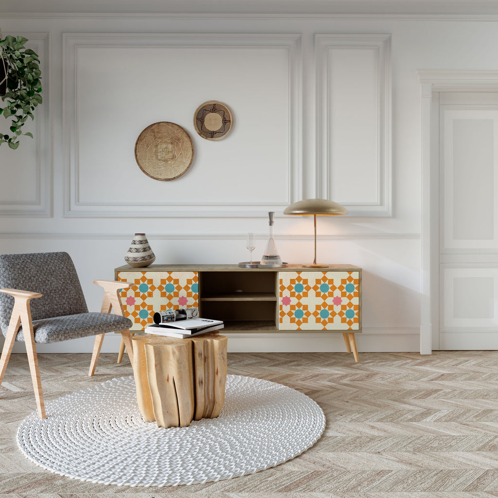 FLORAL DECOR Móvel de TV com 2 Portas em Efeito Carvalho