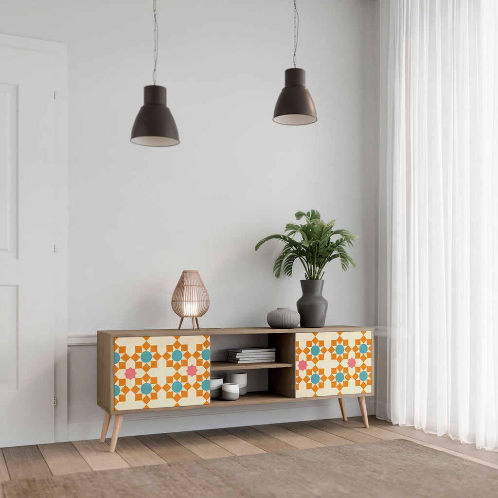 FLORAL DECOR Móvel de TV com 2 Portas em Efeito Carvalho