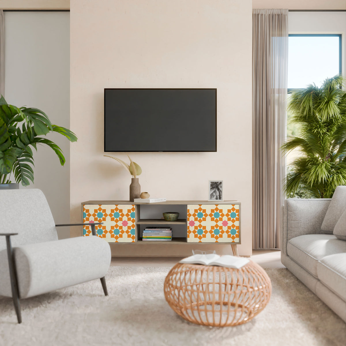 FLORAL DECOR Móvel de TV de 2 Portas