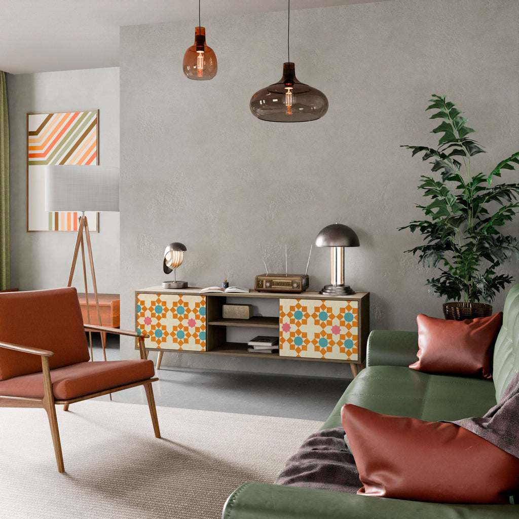 FLORAL DECOR Móvel de TV com 2 Portas em Efeito Carvalho