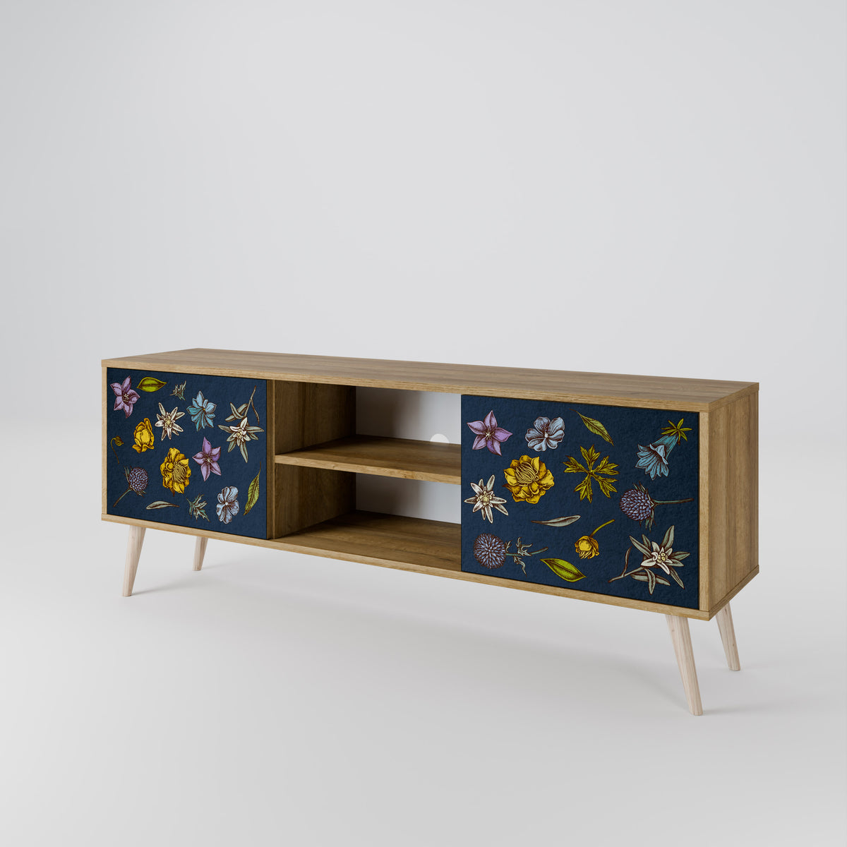FLOWERS ON NAVY BLUE Móvel de TV de 2 Portas