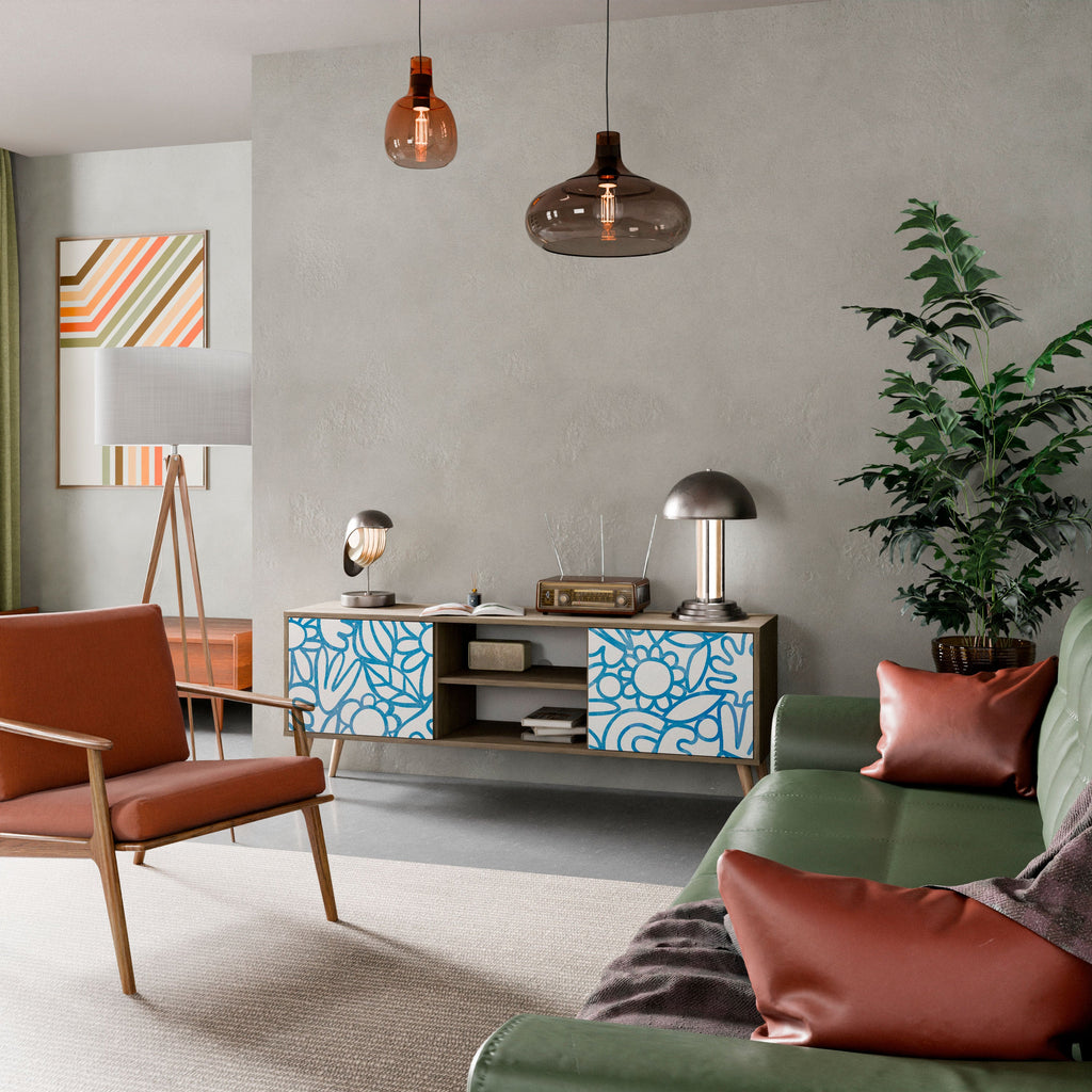 BLOOMY MORNING Móvel de TV com 2 Portas em Efeito Carvalho