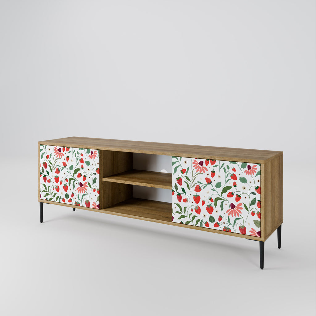 FLOWERS AND STRAWBERRIES 2-Door TV Stand in Oak Effect