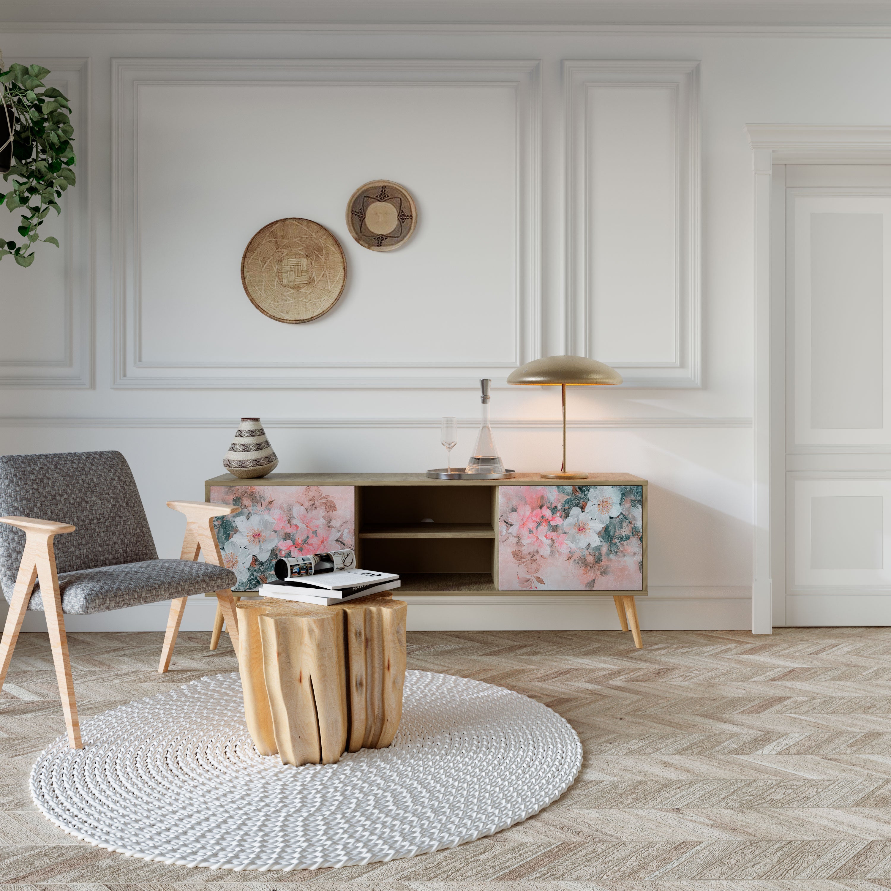 CHERRY BLOSSOM Móvel de TV com 2 Portas em Efeito Carvalho