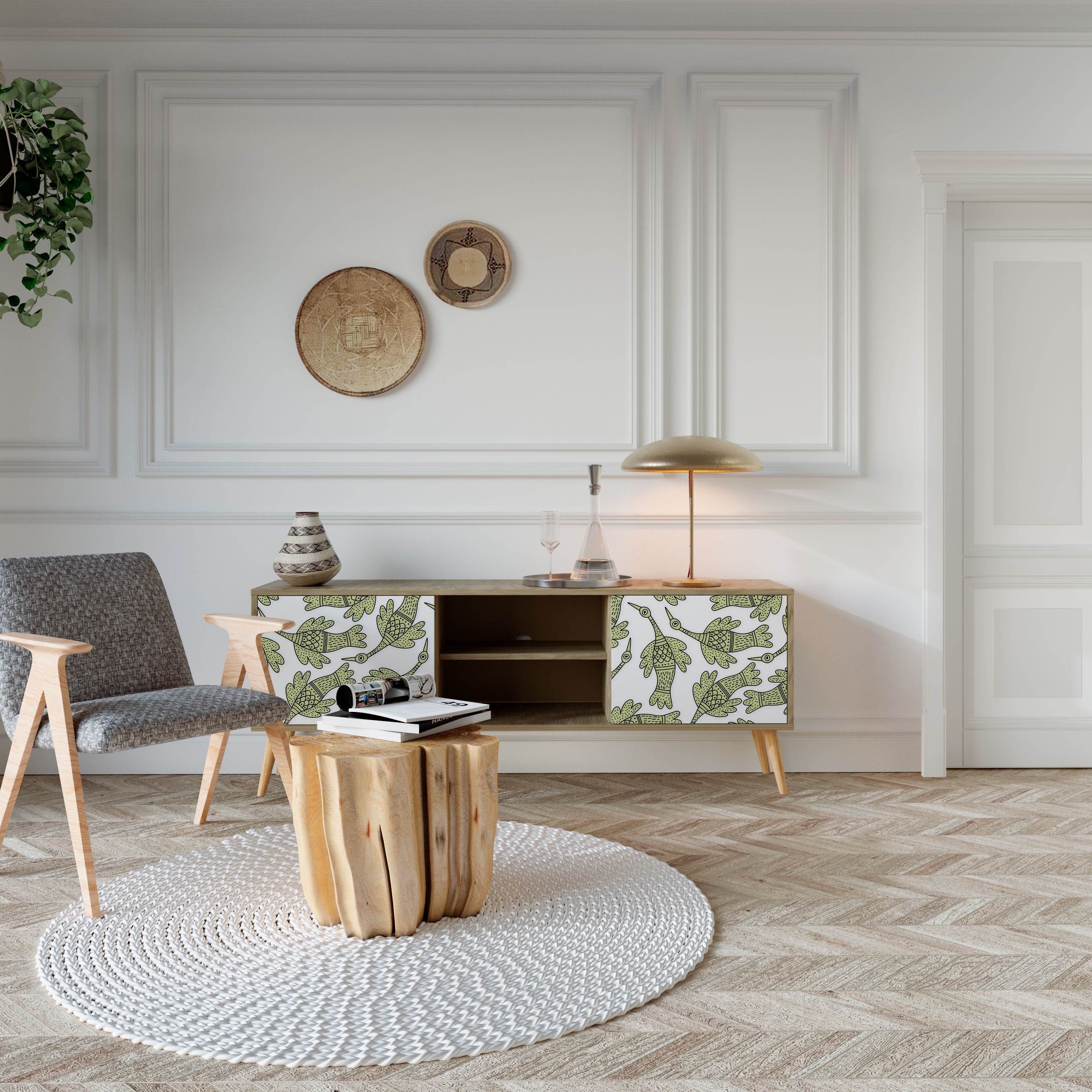 SEEDLING SONGBIRD Móvel de TV com 2 Portas em Efeito Carvalho