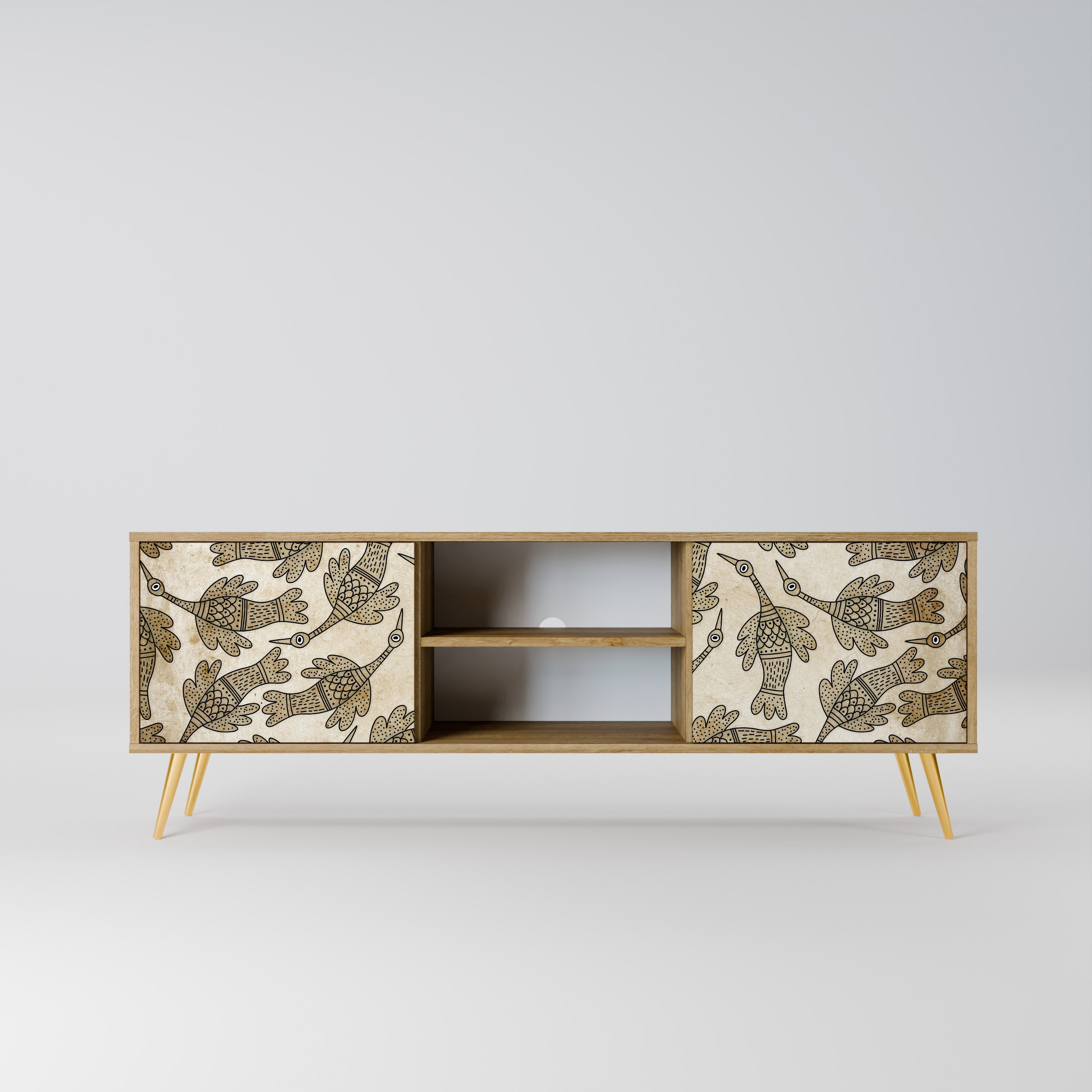 ALMONDINE SONGBIRD Móvel de TV com 2 Portas em Efeito Carvalho