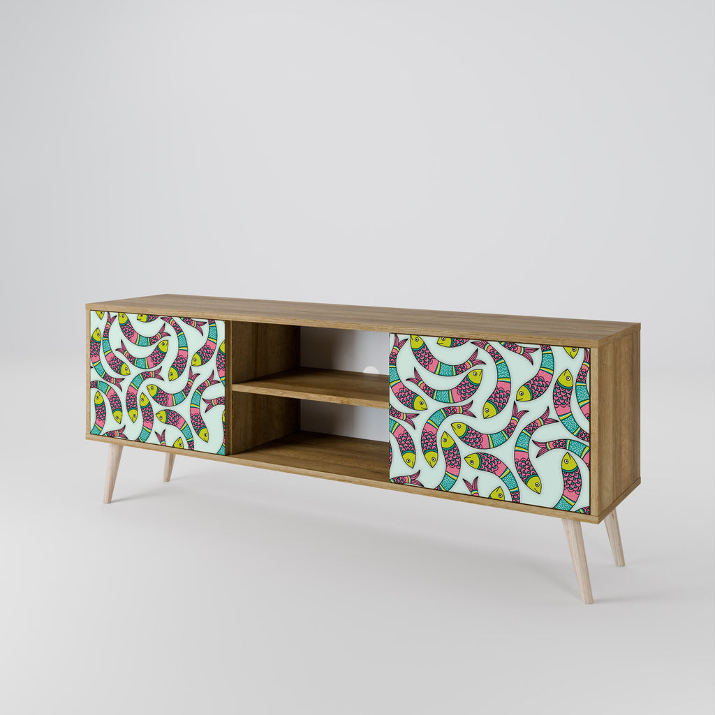 INDIAN FISH Móvel de TV com 2 Portas em Efeito Carvalho