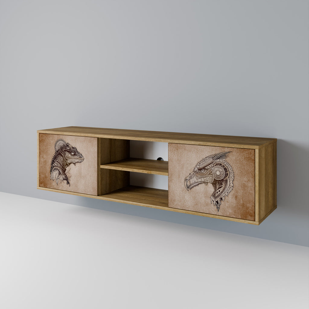 STEAMPUNK CLAN Móvel de TV com 2 Portas em Efeito Carvalho