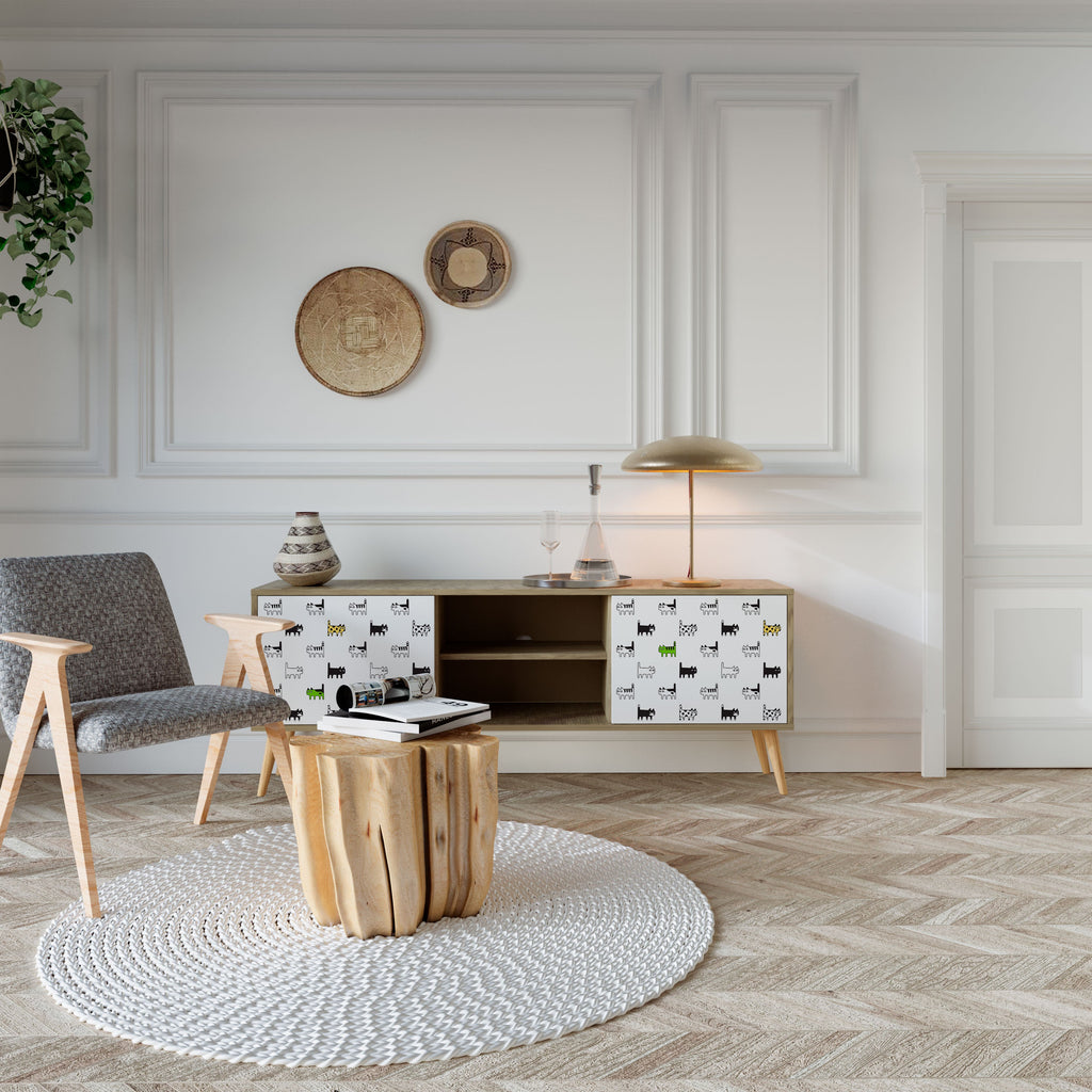 CATS COMPILATION Móvel de TV com 2 Portas em Efeito Carvalho