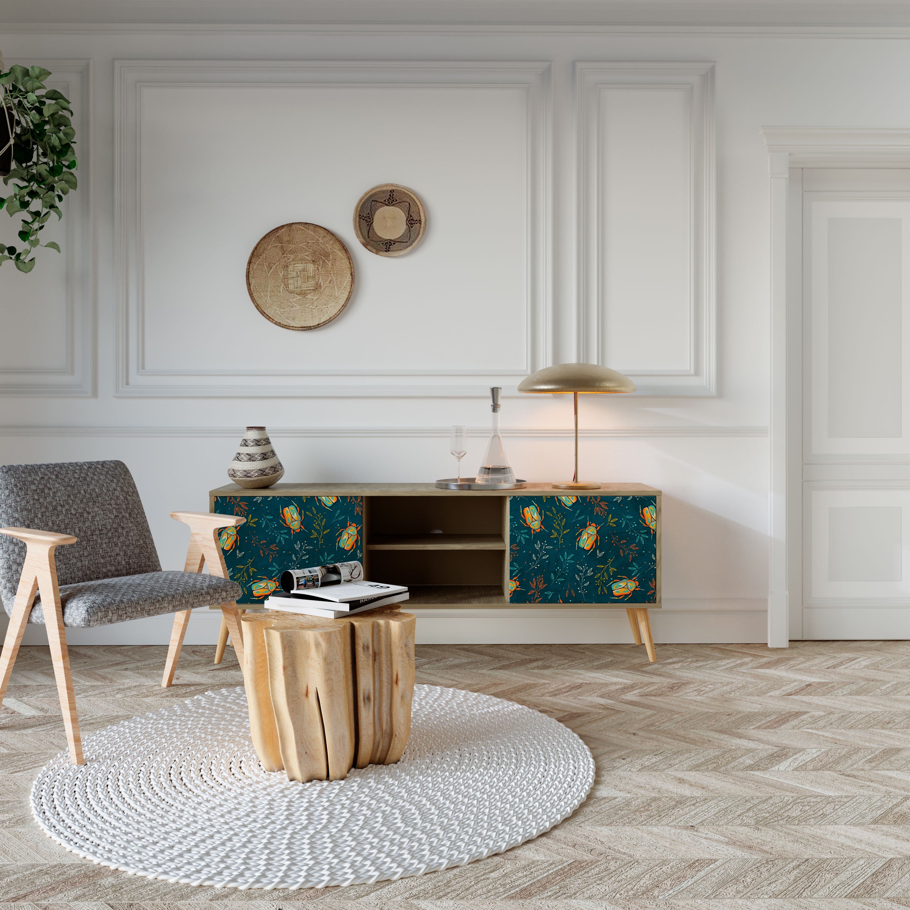 AUTUMN INSECTS Móvel de TV com 2 Portas em Efeito Carvalho