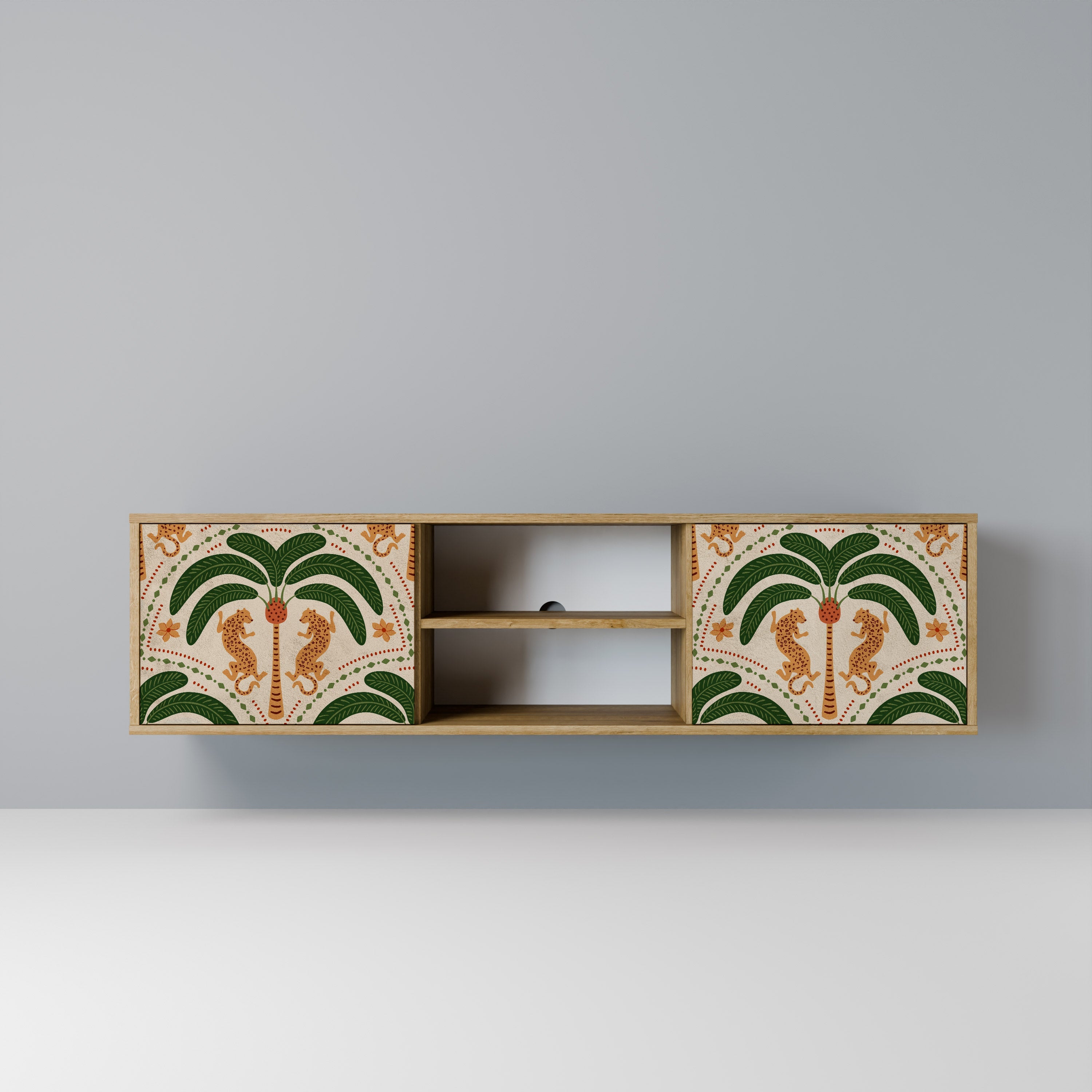 DANCING PREDATORS Móvel de TV com 2 Portas em Efeito Carvalho