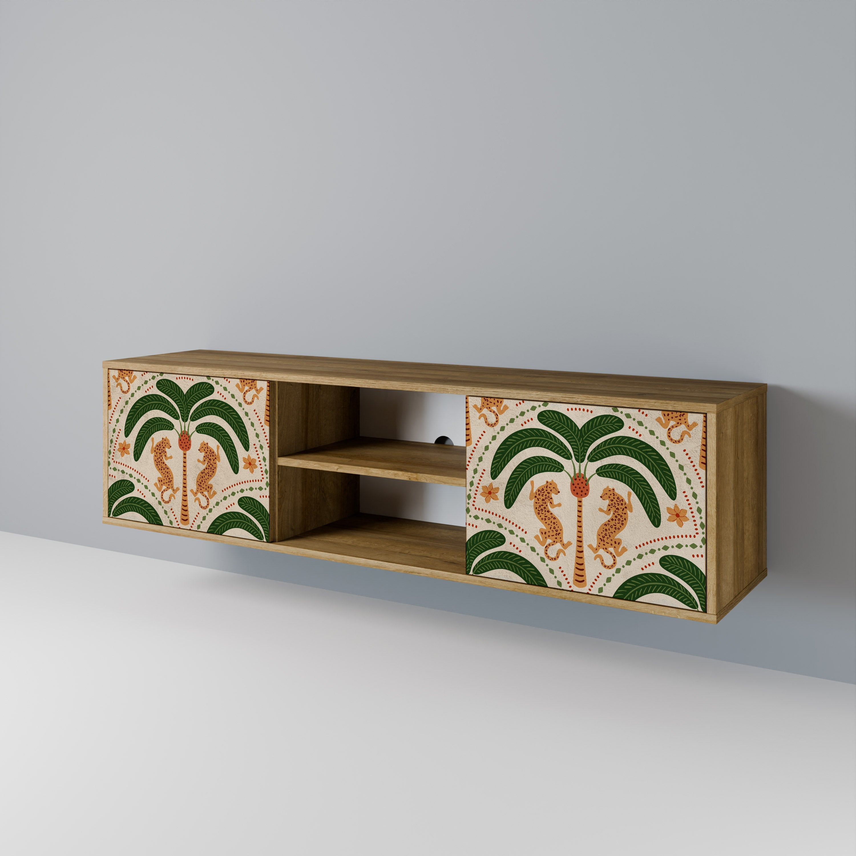 DANCING PREDATORS Móvel de TV com 2 Portas em Efeito Carvalho